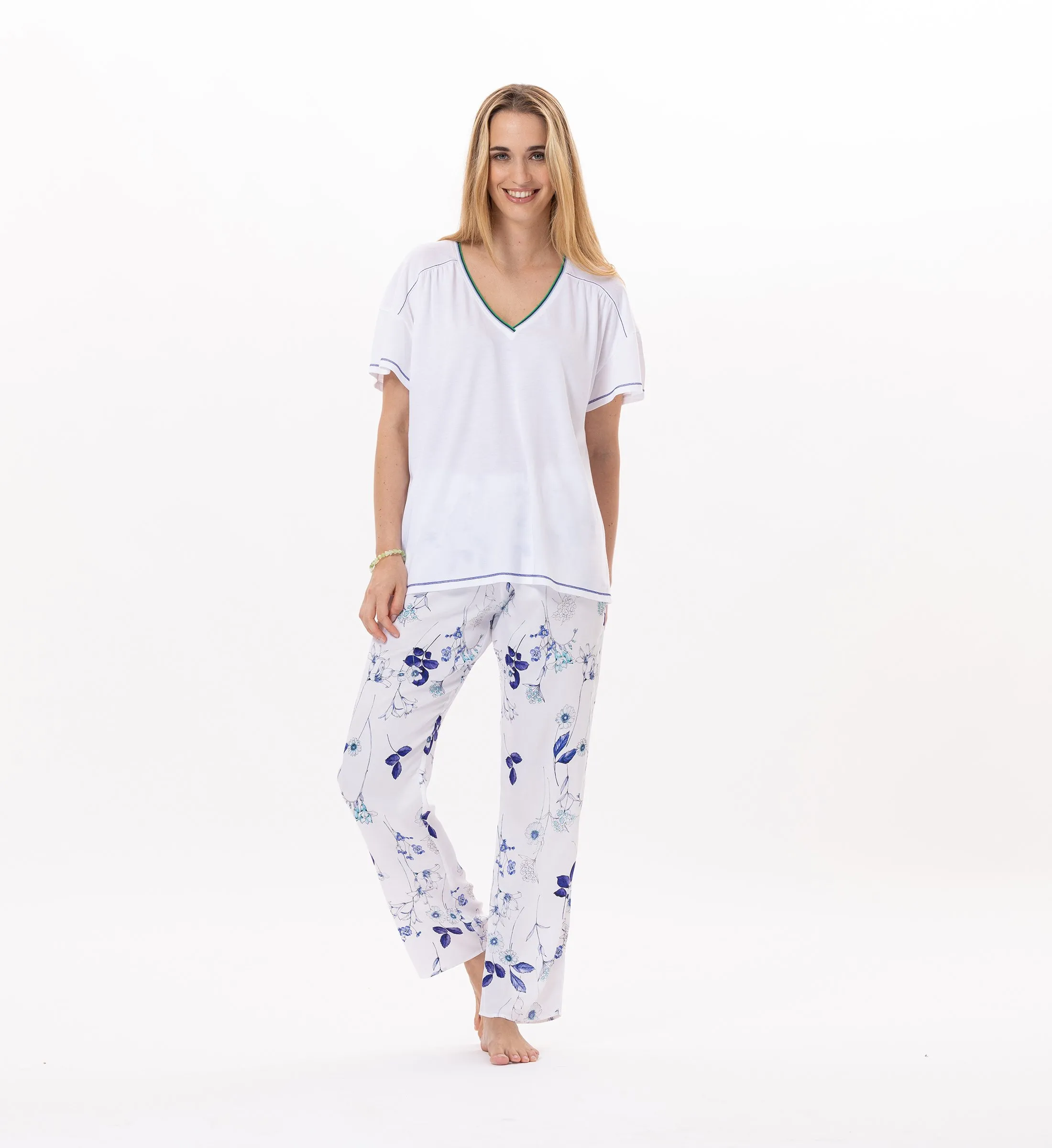 Pyjama en coton et viscose Multicolore VALENSOLE 902