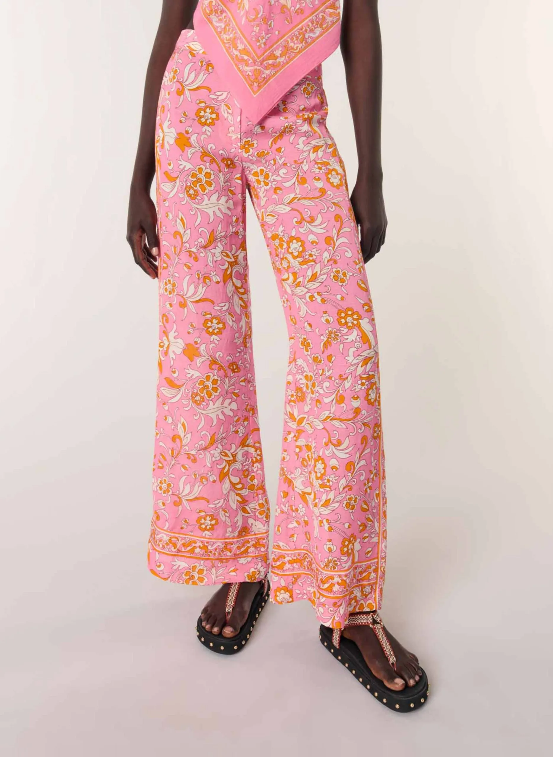 Pantalon évasé imprimé Orange