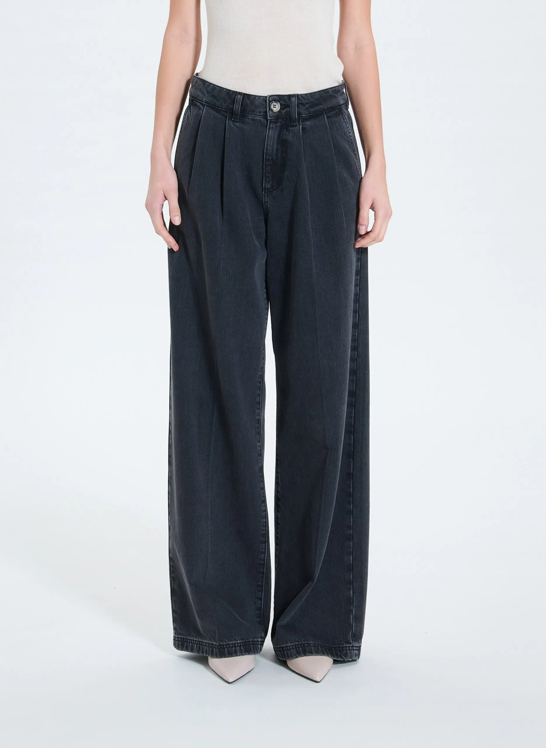 Jean palazzo en coton mélangé Noir PRINCE