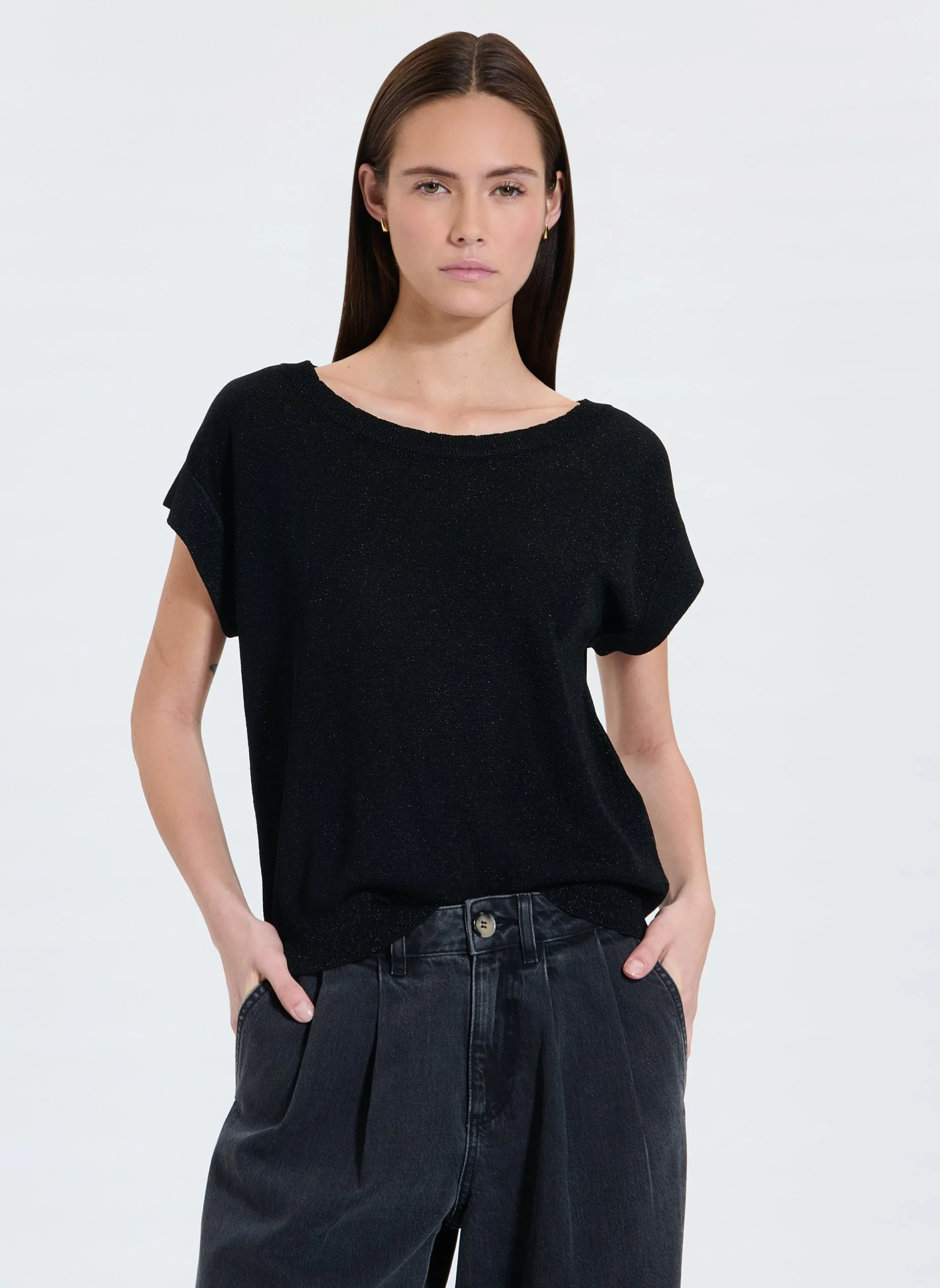 Pull droit pailleté Noir PRADEL