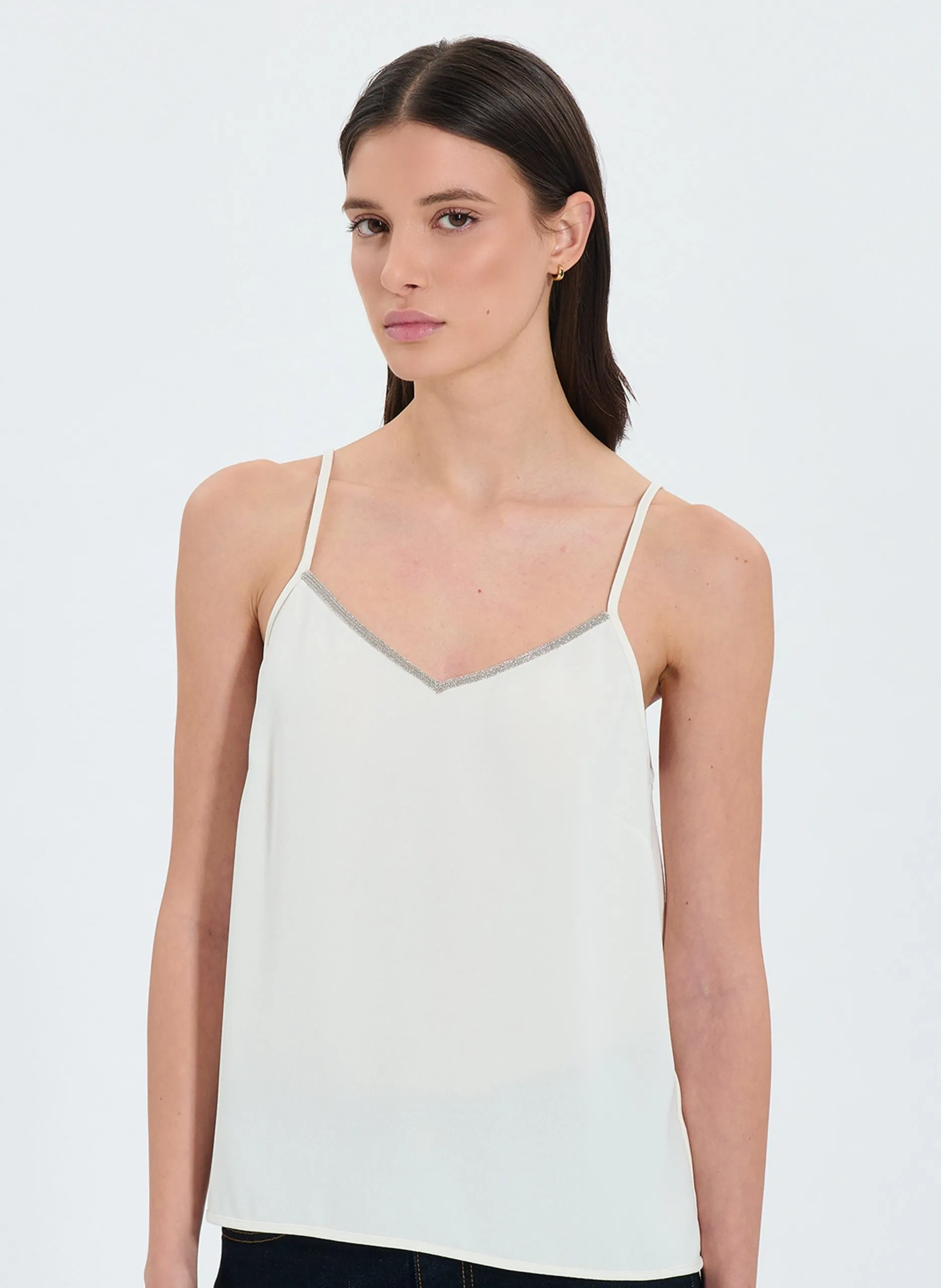 Top col V Blanc TOBERA