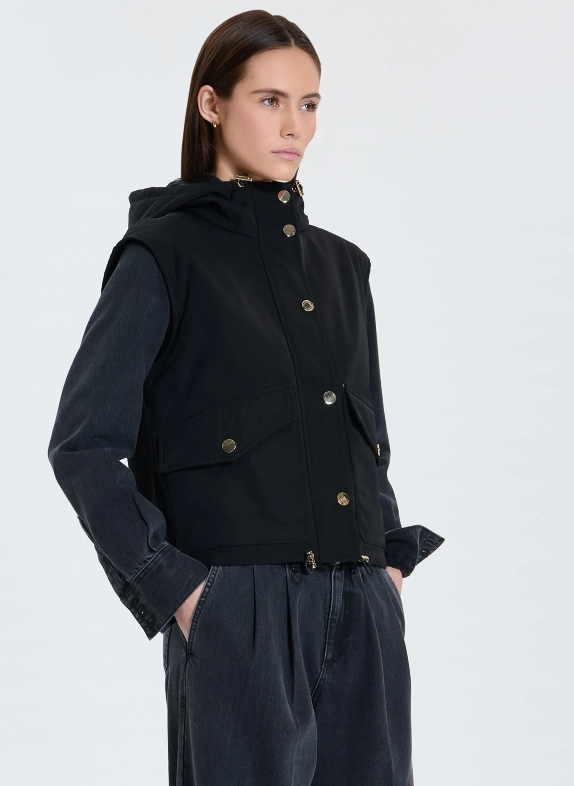 Manteau droit sans manches Noir MAELI