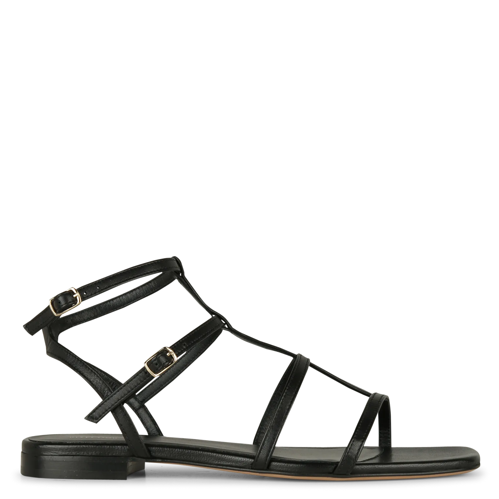 Sandales plates en cuir Noir N°210