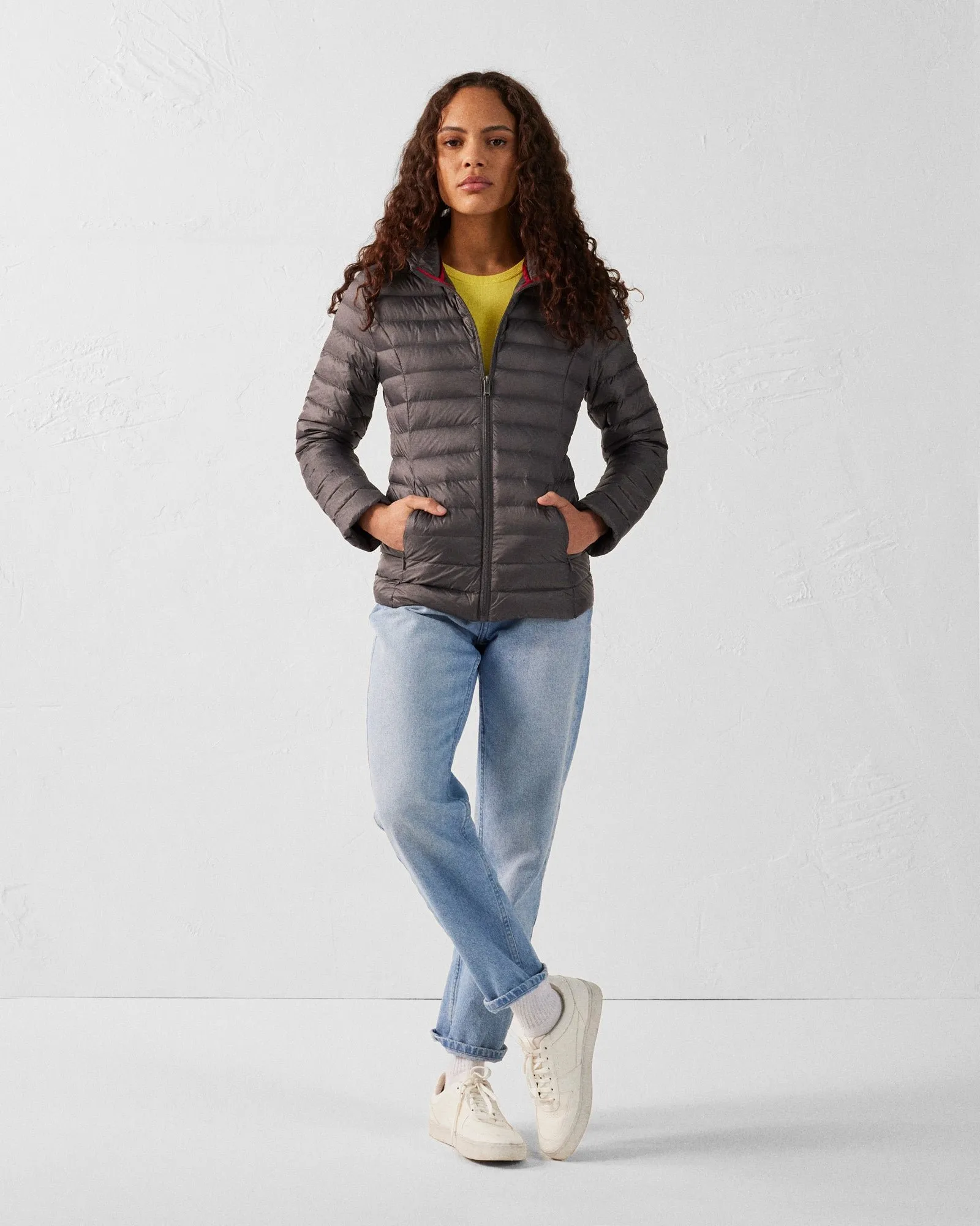 Doudoune légère à capuche cloe Gris