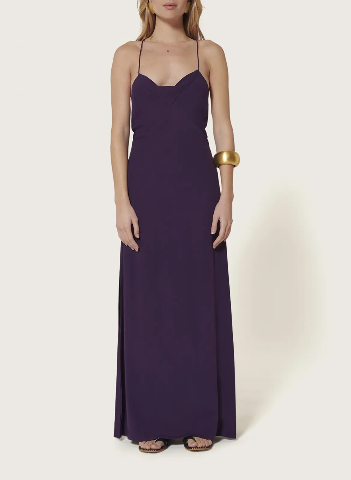 Robe longue col V Violet COCTEAU