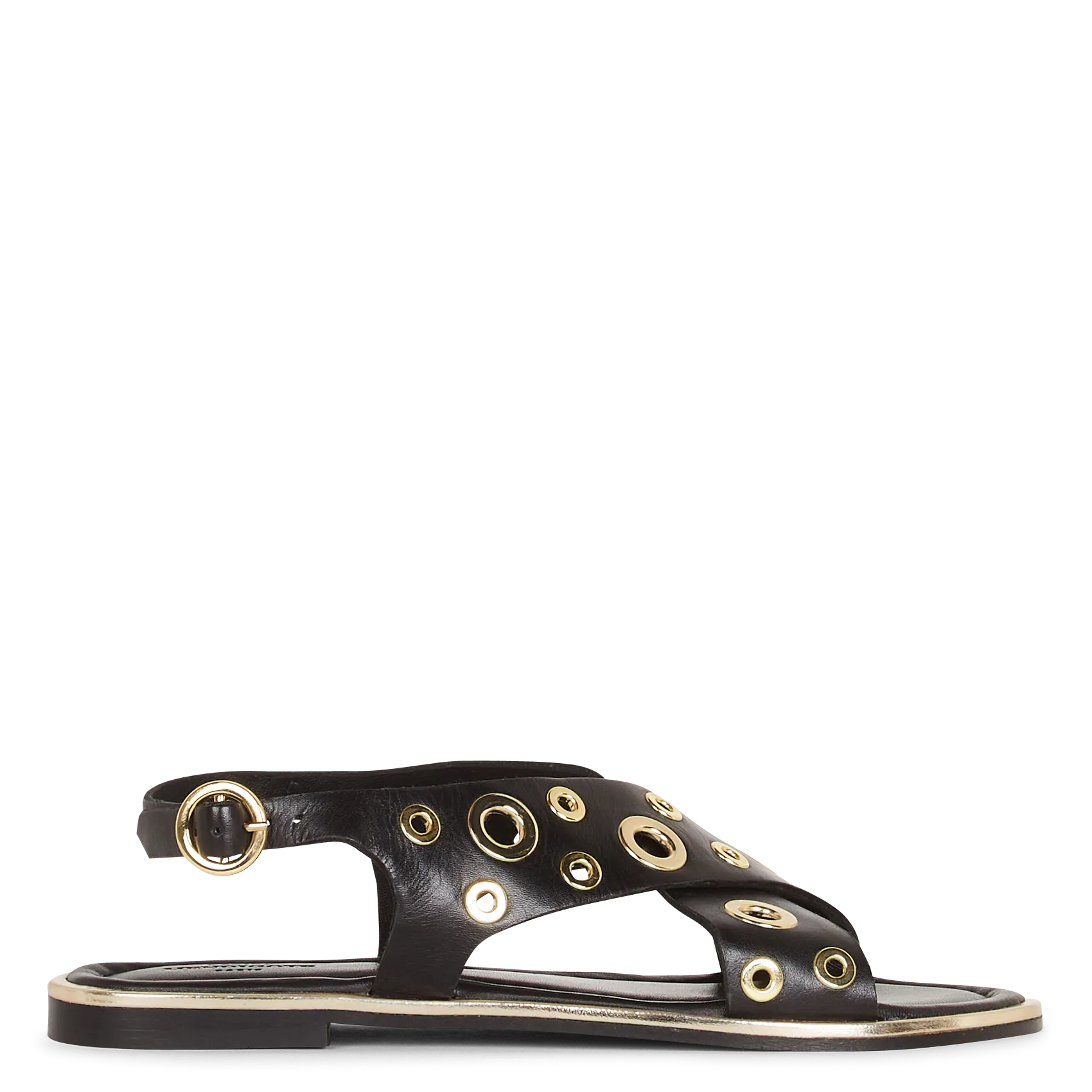 Sandales plates à rivets en cuir Noir COBERTS