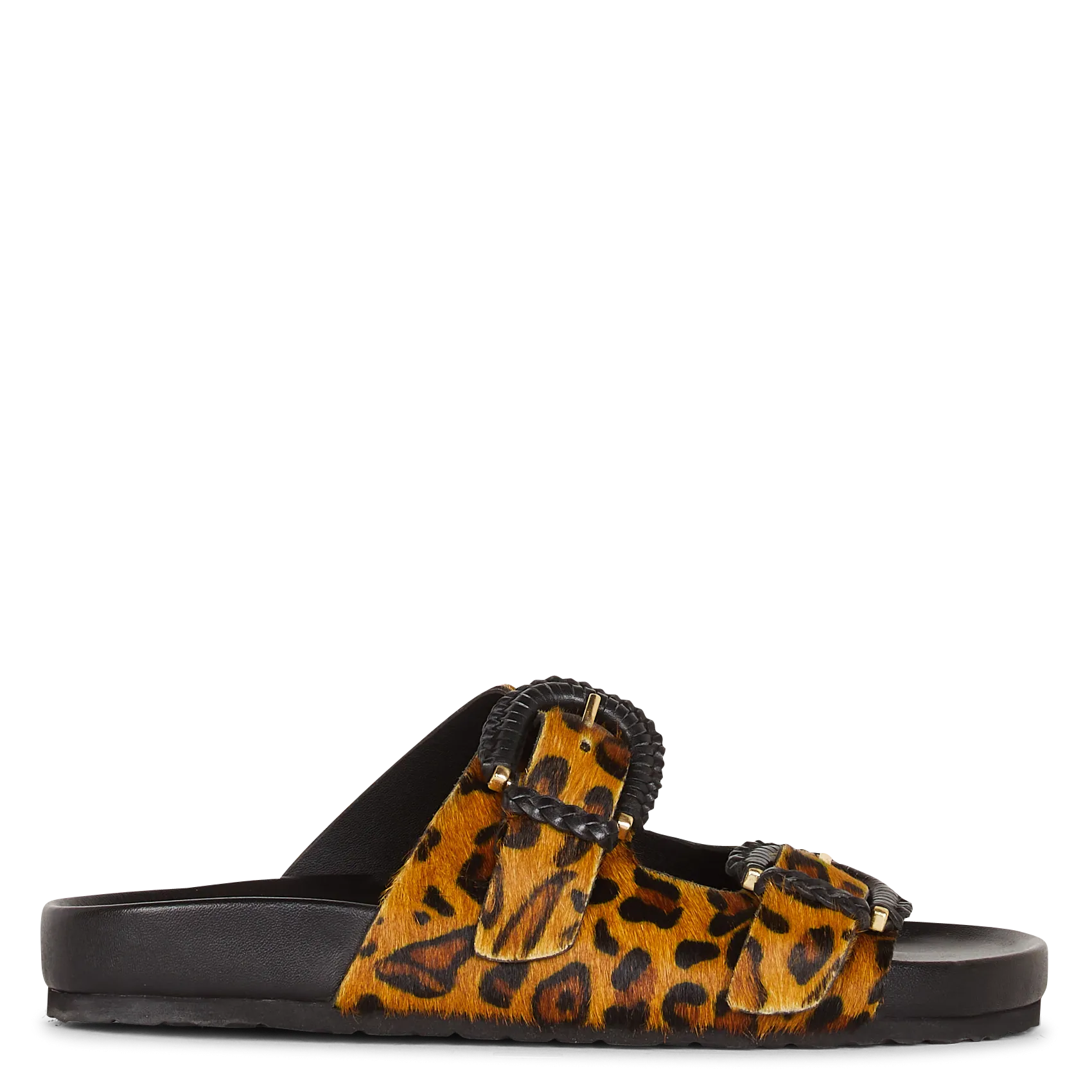 Sandales plates à double brides en cuir Multicolore CORA