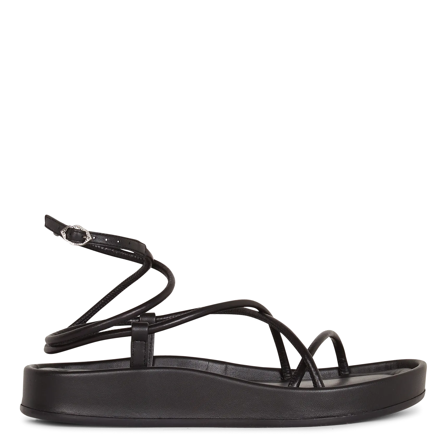 Sandales plates en cuir velours Noir CESARIA