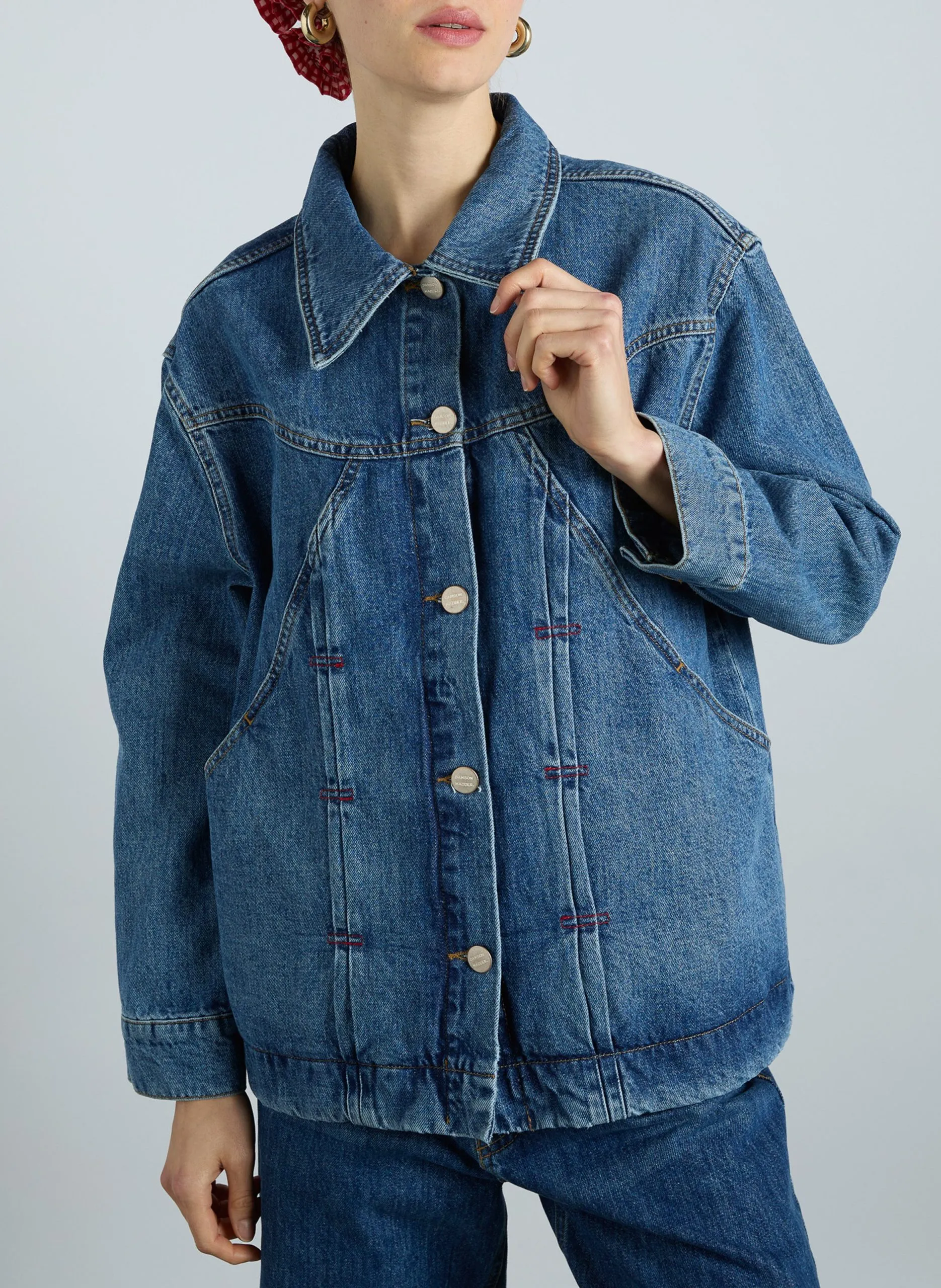 Veste en jean ample à détails Bleu STEVIE