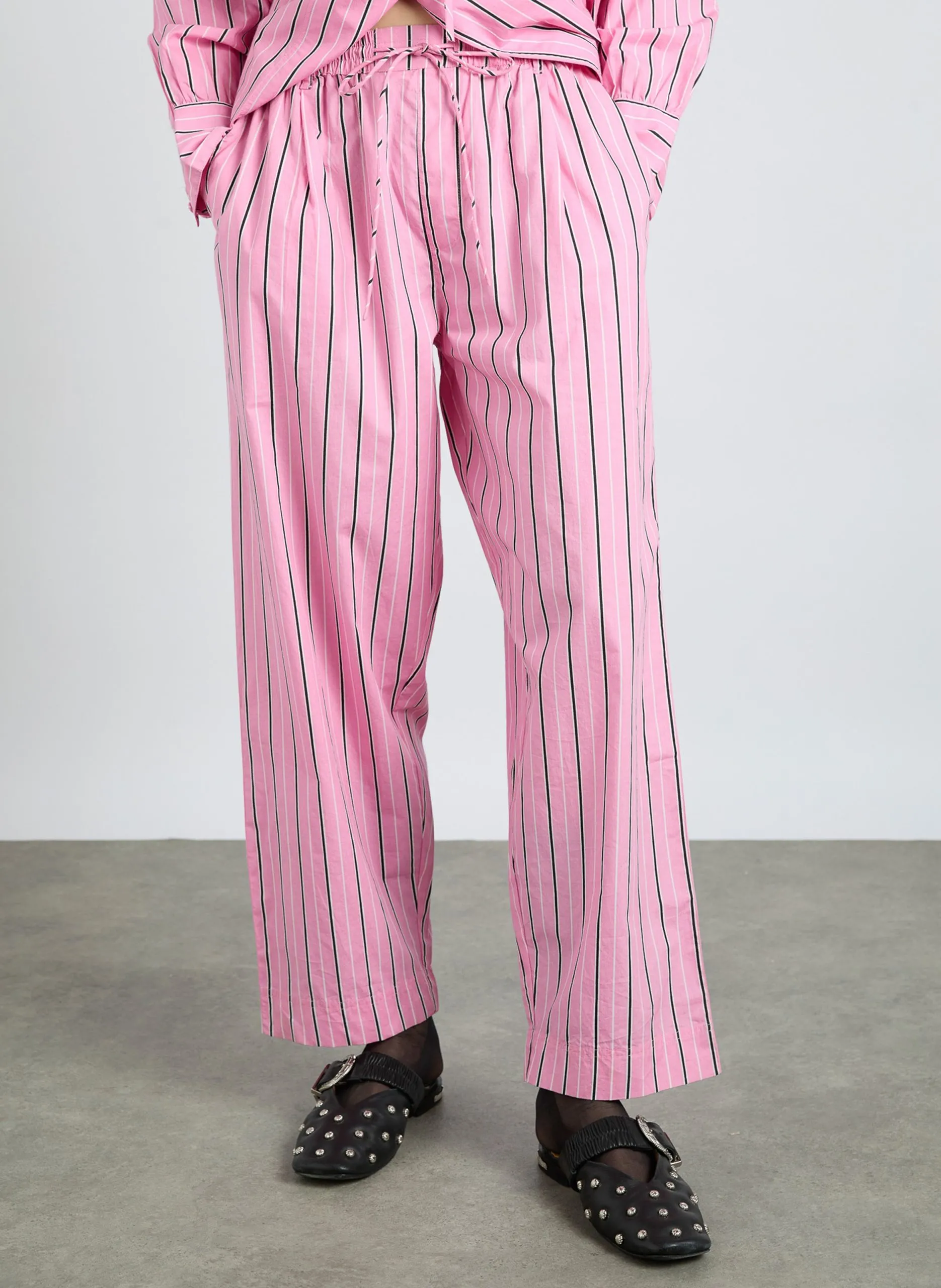 Pantalon droit élastiqué à rayures Rose GEORGE