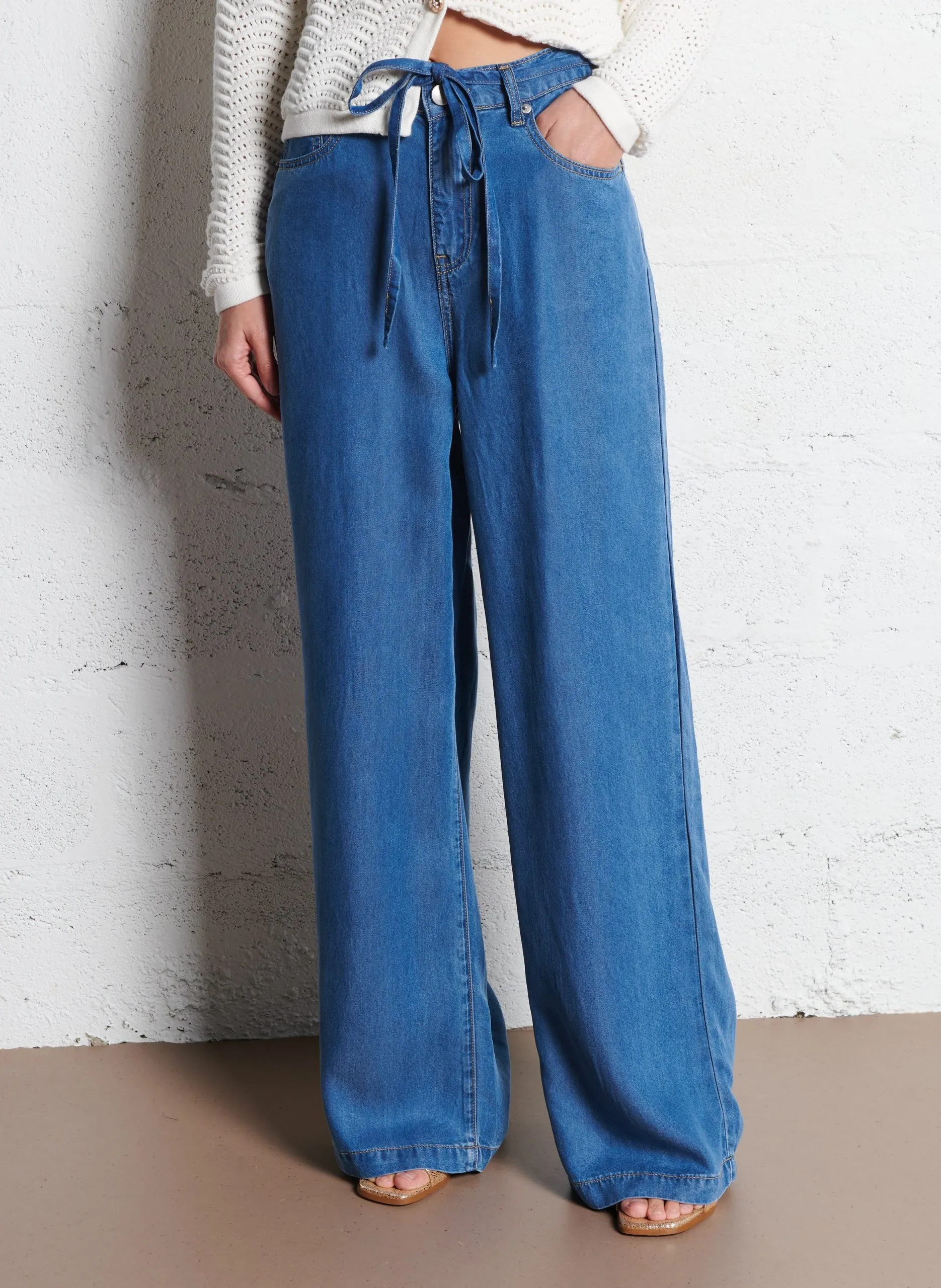 Jean large taille haute Bleu RABI