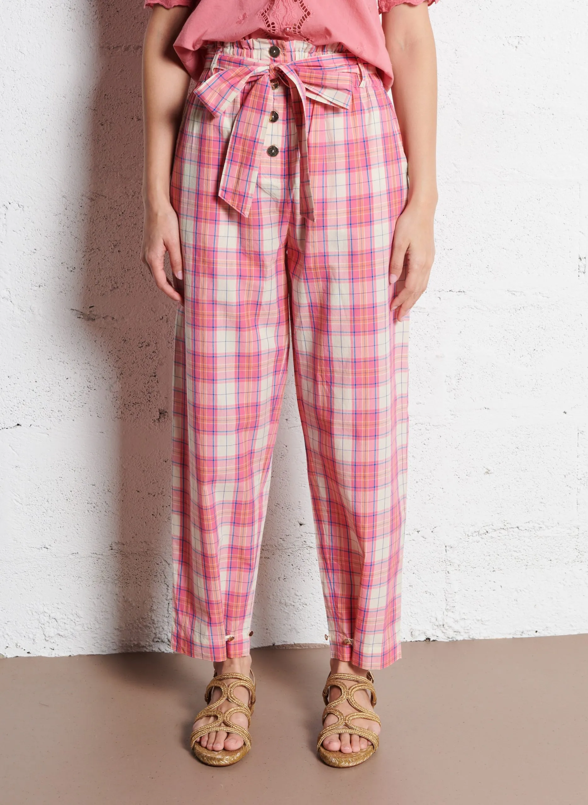 Pantalon droit en coton Multicolore PIERRE