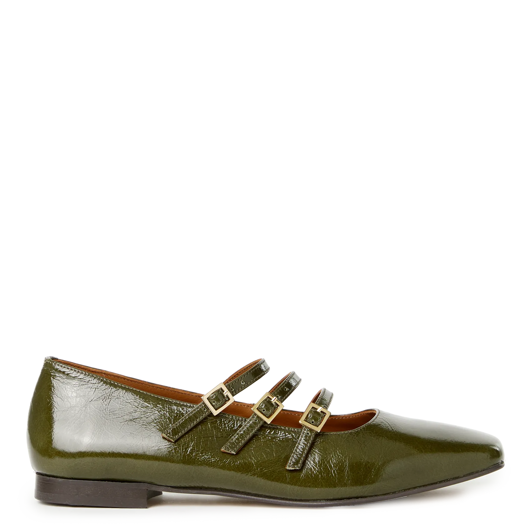 Babies en cuir Kaki CHARLIE