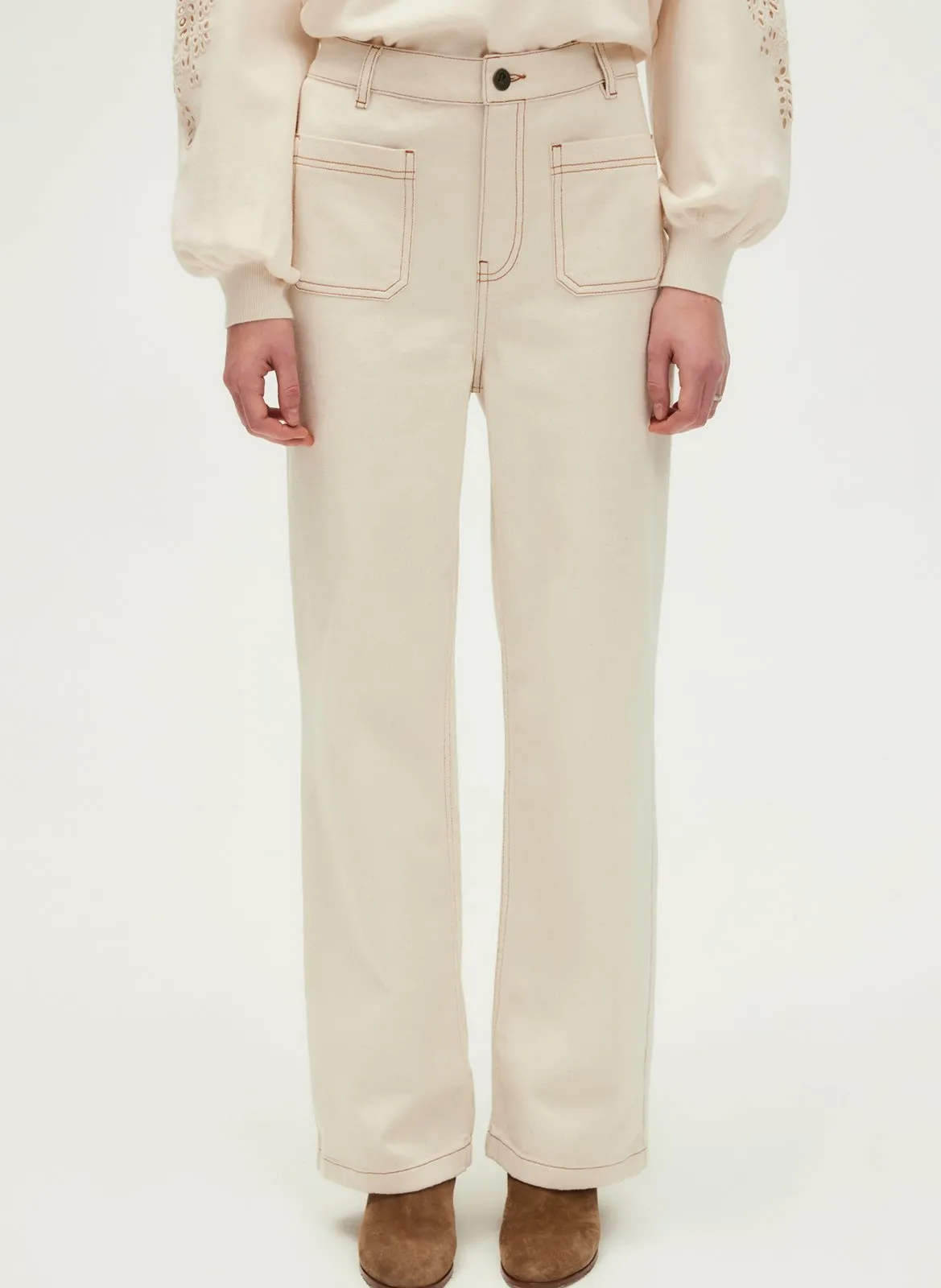 Jean droit en coton Beige LUMA