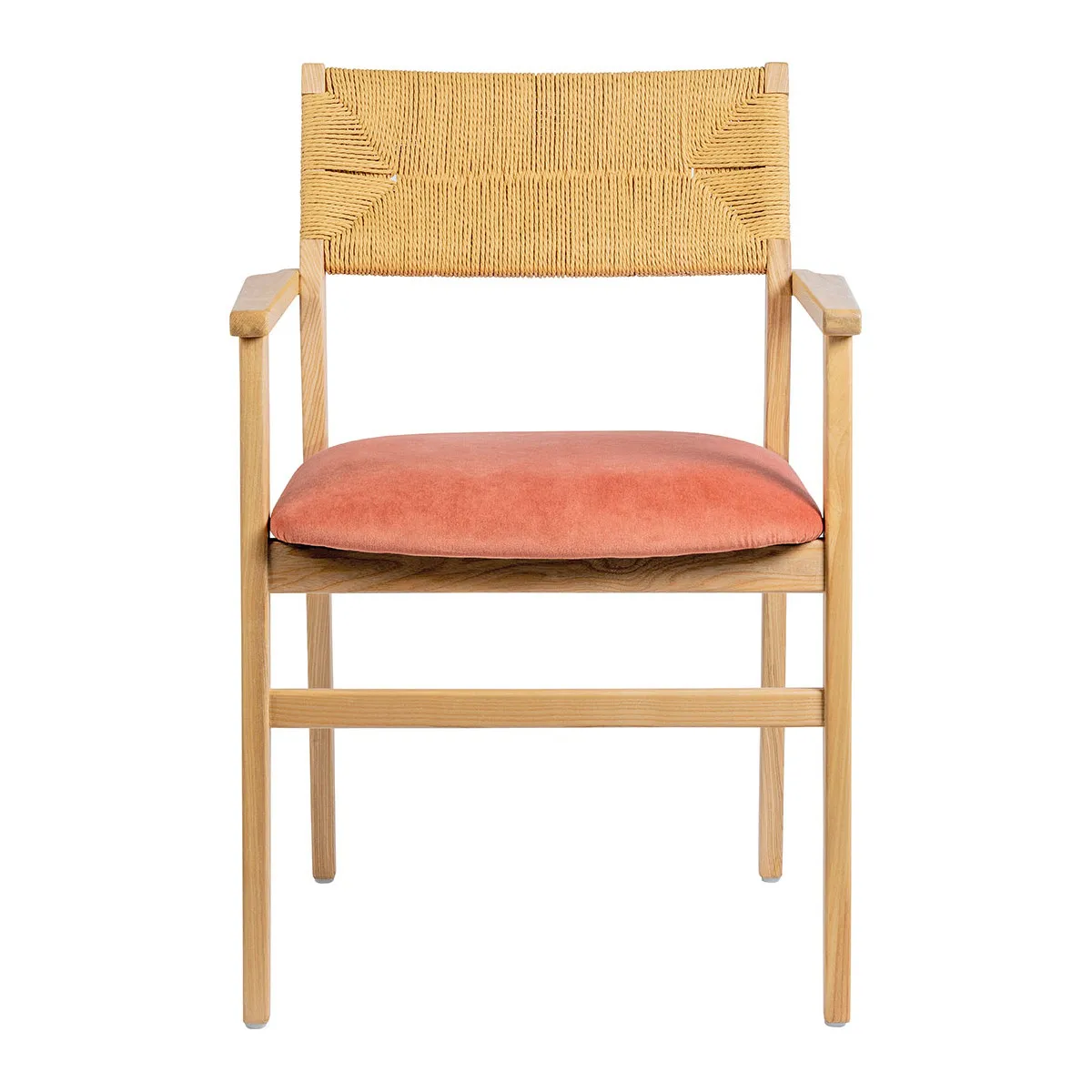 Chaise paloma en corde de papier et velours - framboise Rose