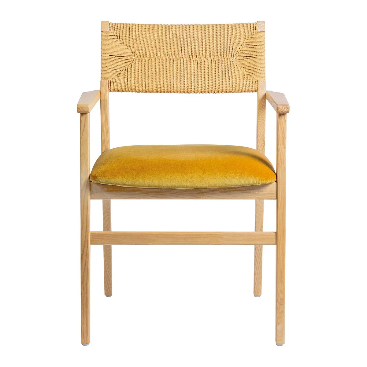 Chaise paloma en corde de papier et velours - safran Jaune