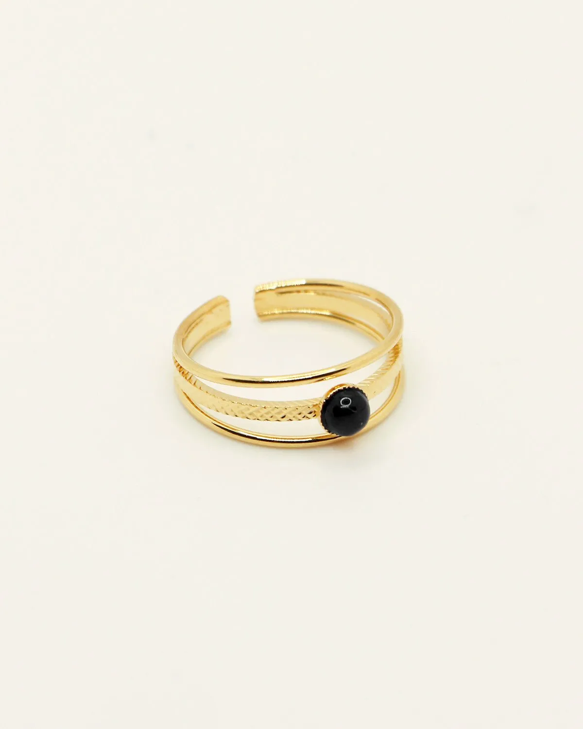 Bague Noir GAUFRÉE