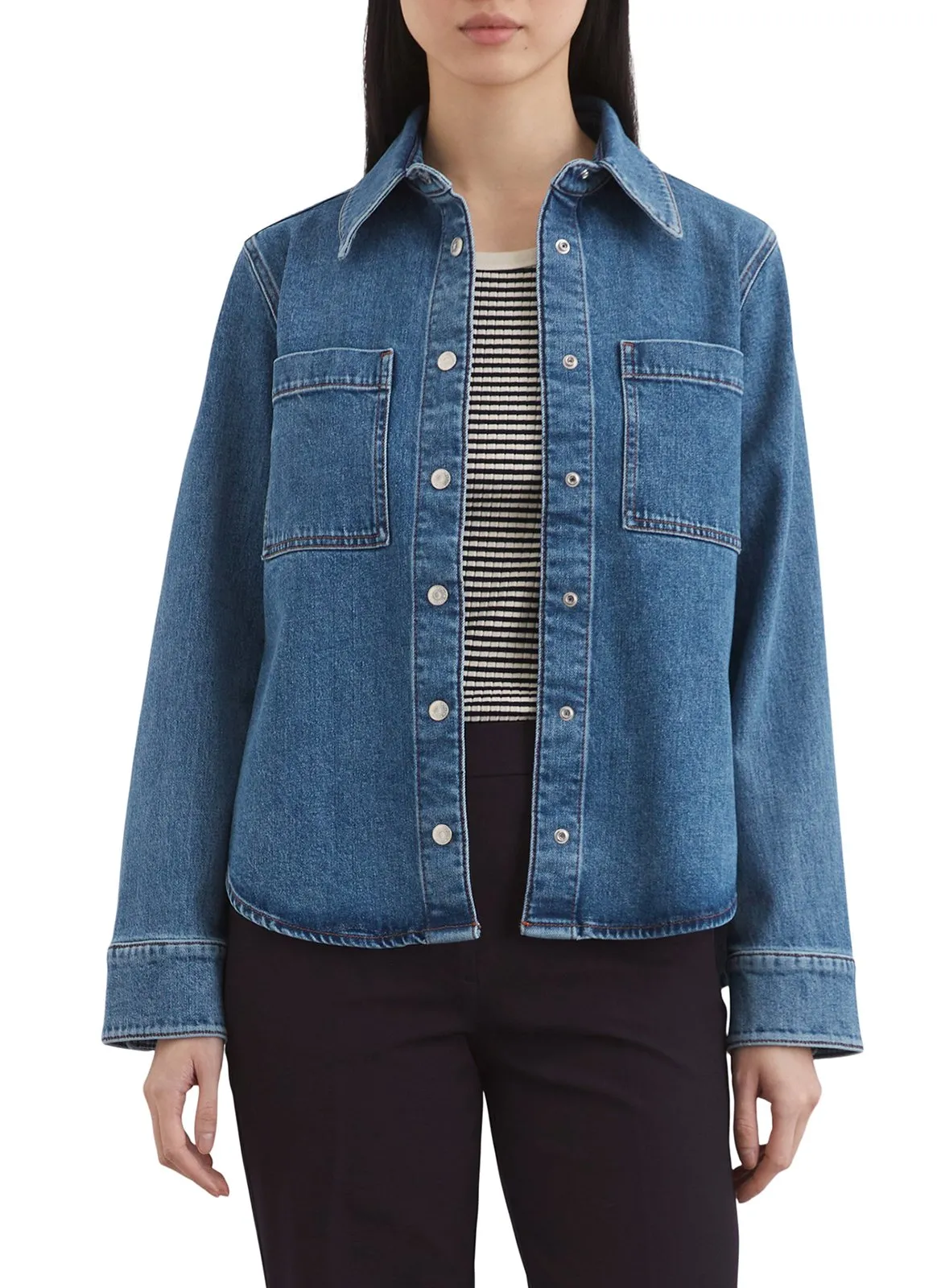 Chemise col classique en coton mélangé Bleu