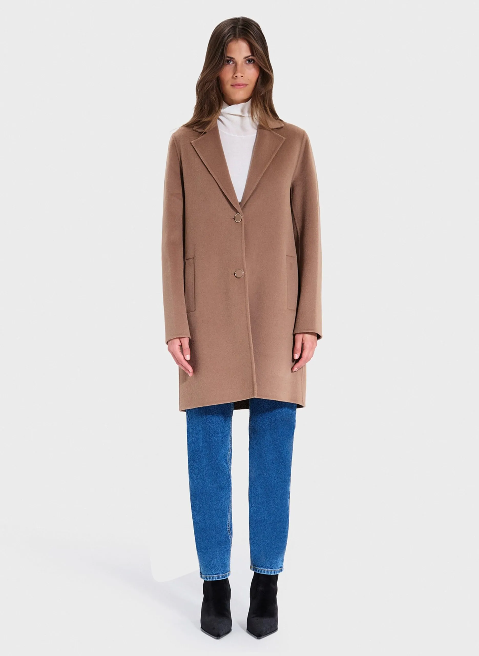 Manteau droit en laine mélangée Marron MATILA