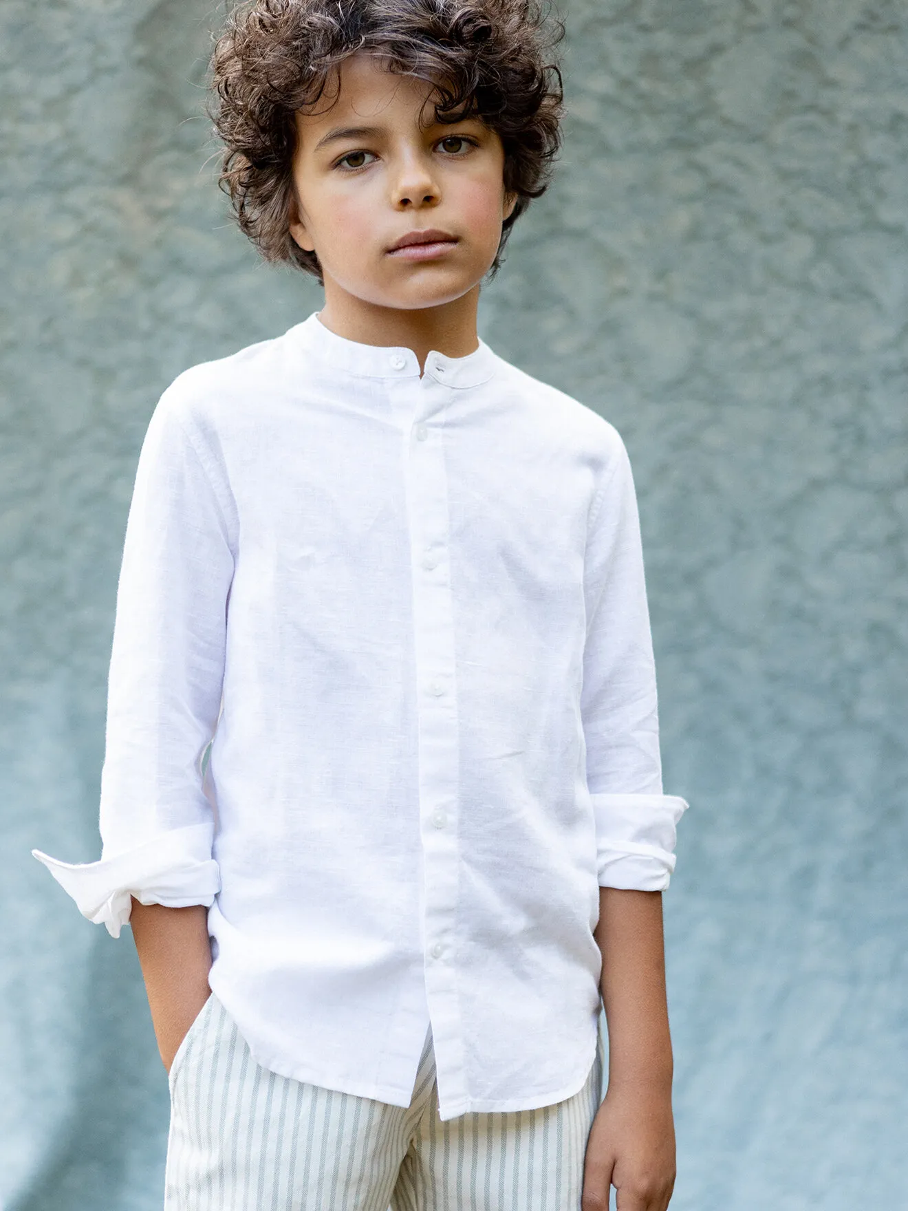 Chemise lin et coton Blanc