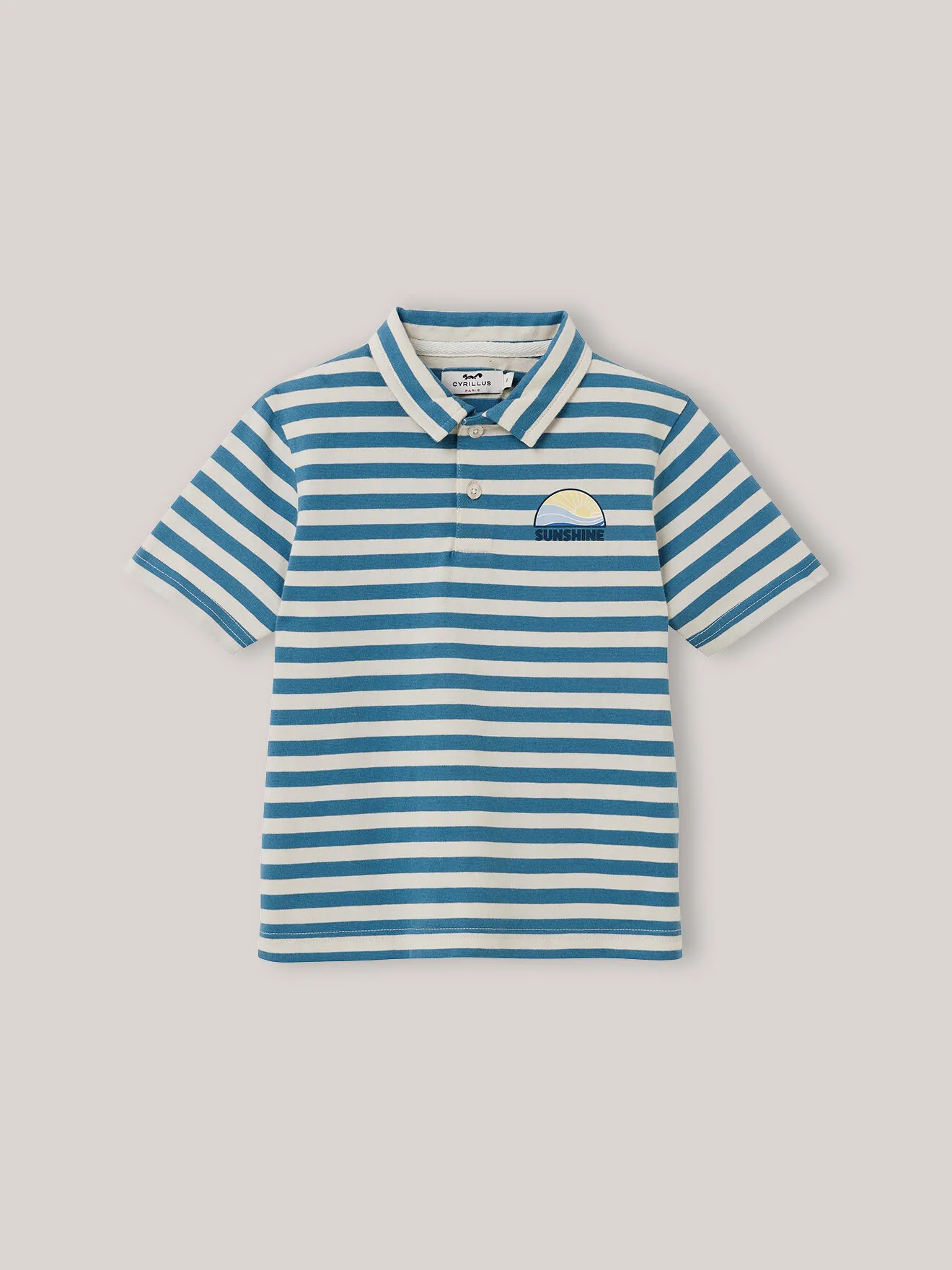 Polo rayé en coton biologique Bleu