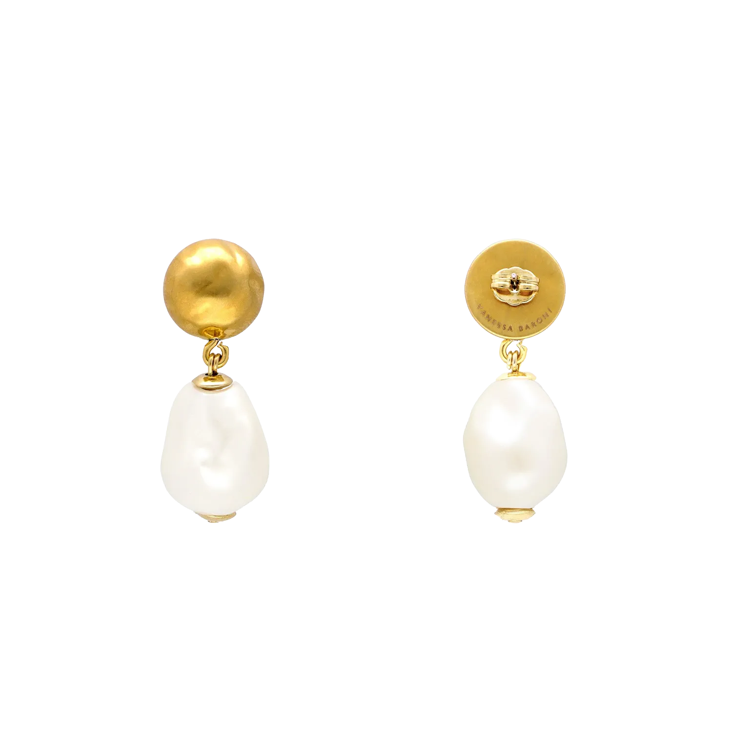 Boucles d'oreilles percées pendantes Blanc ORGANIC PEARL