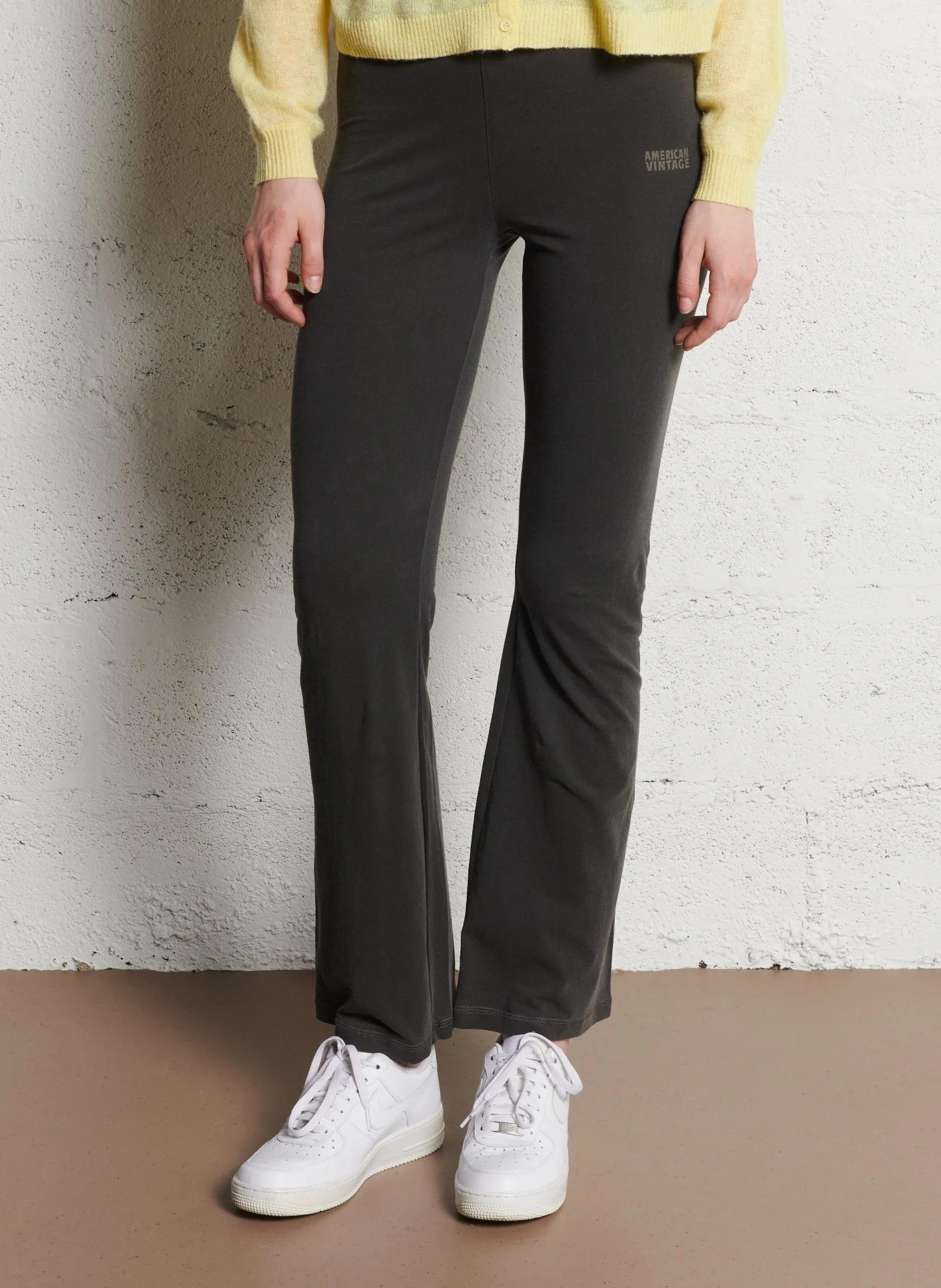 Legging évasé en coton mélangé Noir PYMAZ