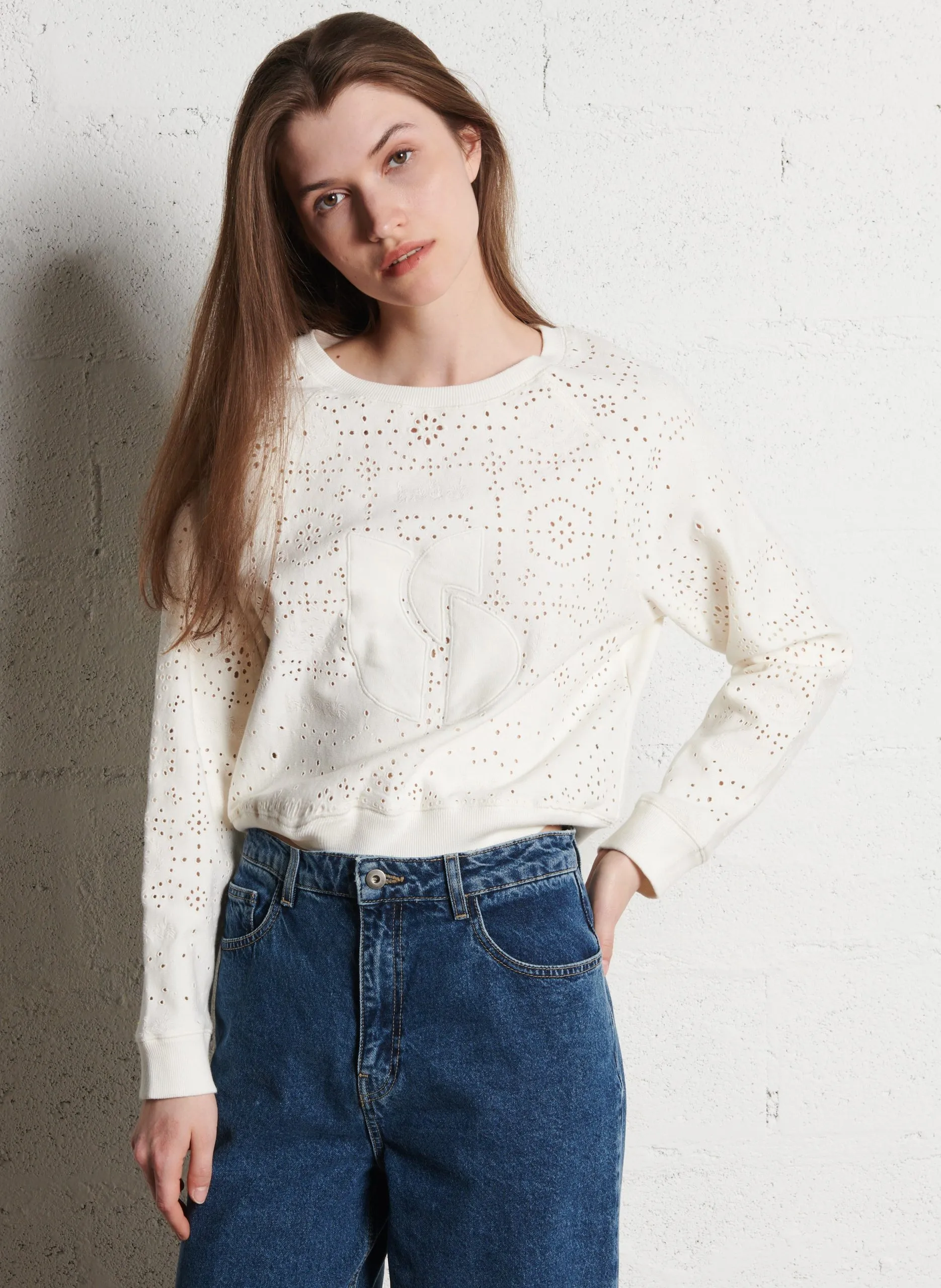 Swaet col rond en coton Beige LARSON