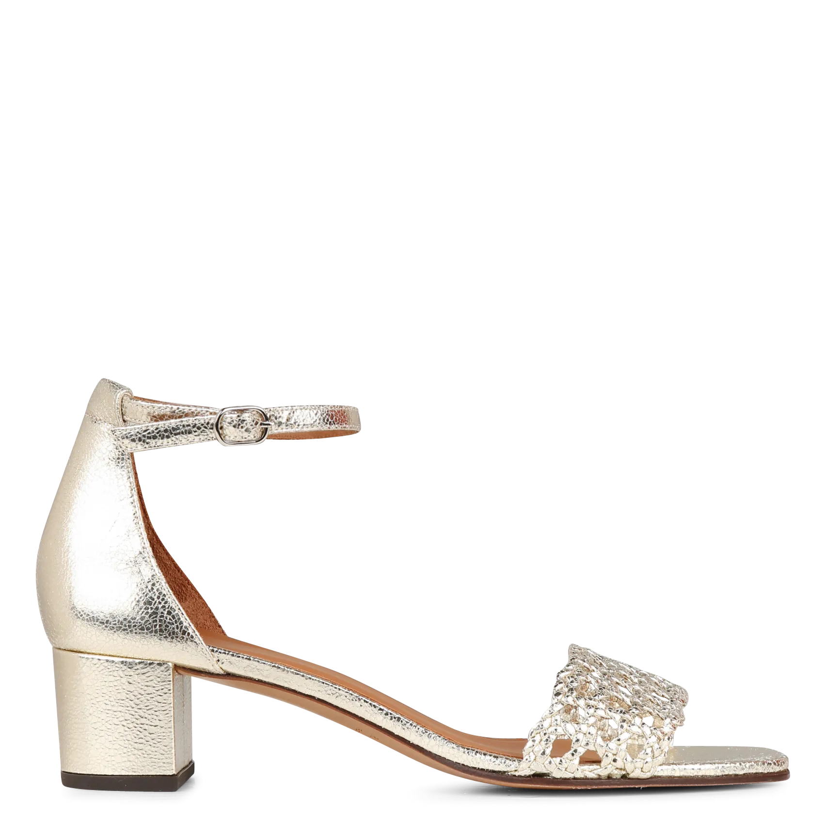 Sandales en cuir craquelé Argent N°890
