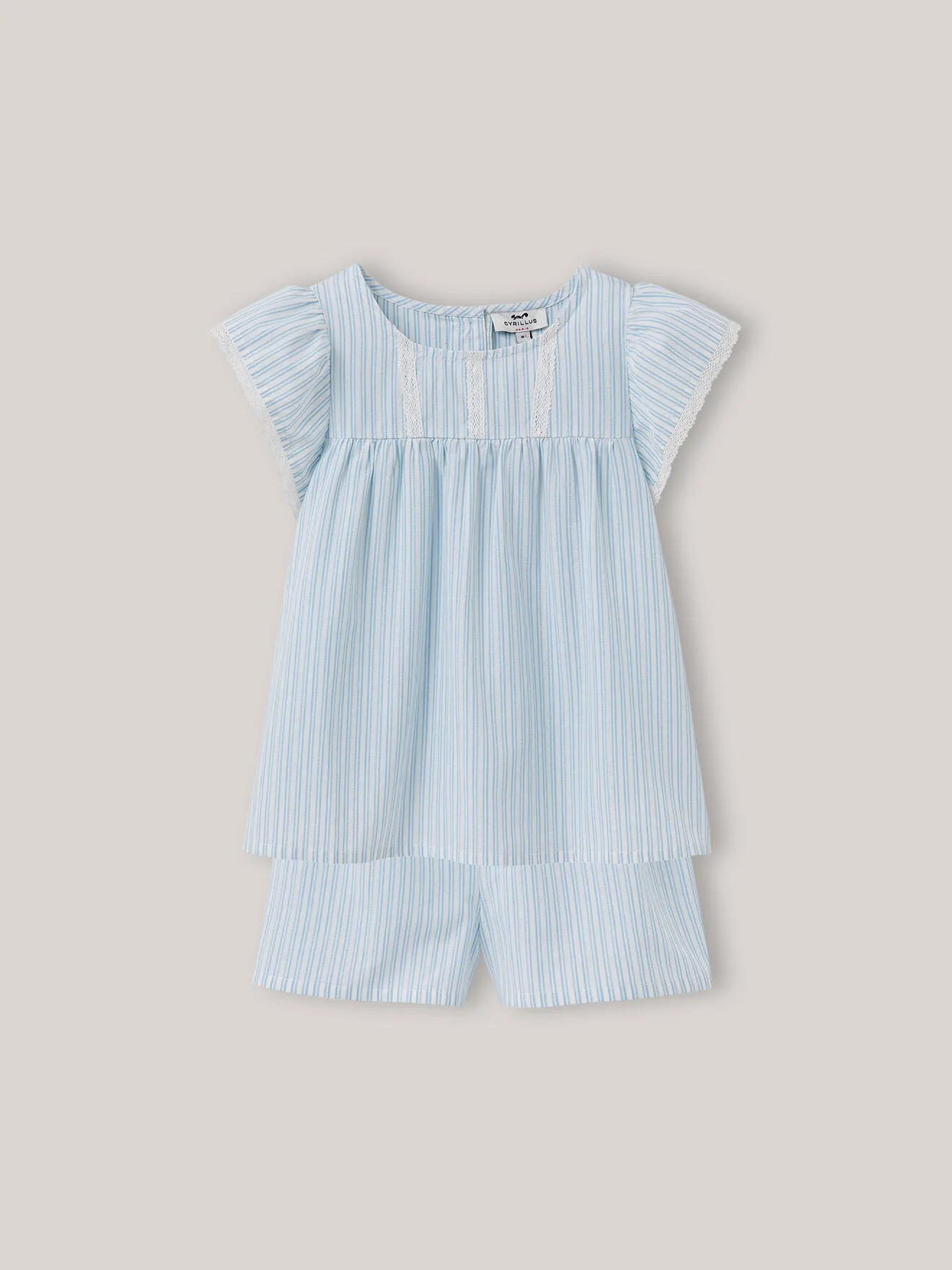 Pyjashort en coton rayé Bleu