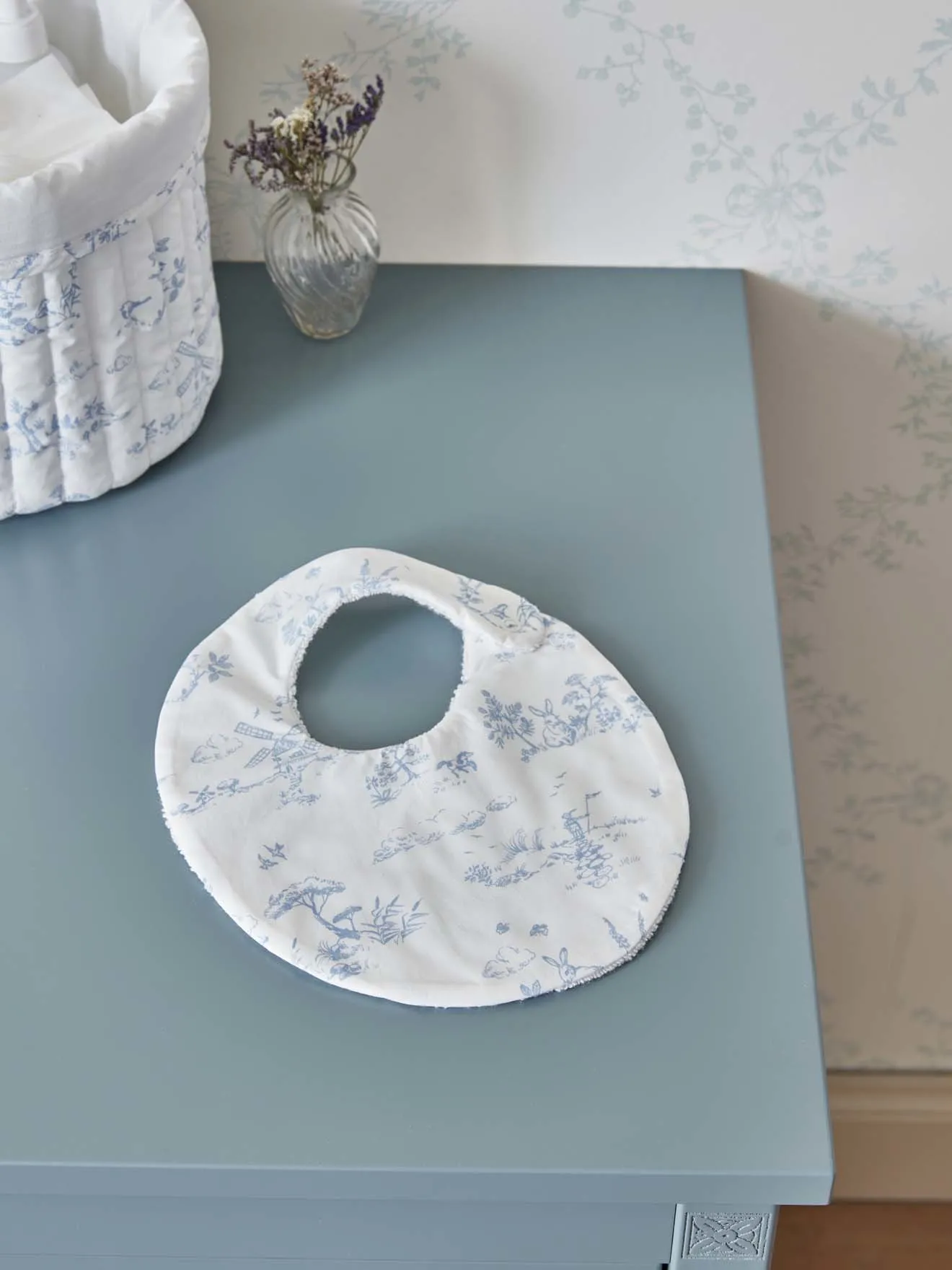 Bavoir percale de coton biologique Bleu