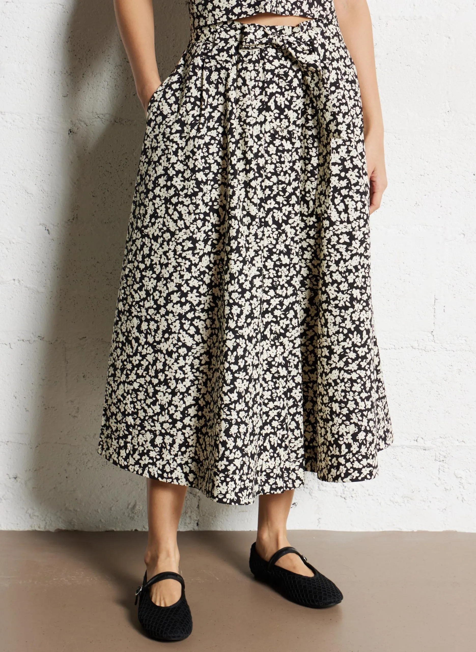 Jupe midi à imprimé fleuri en coton Multicolore ASTRID