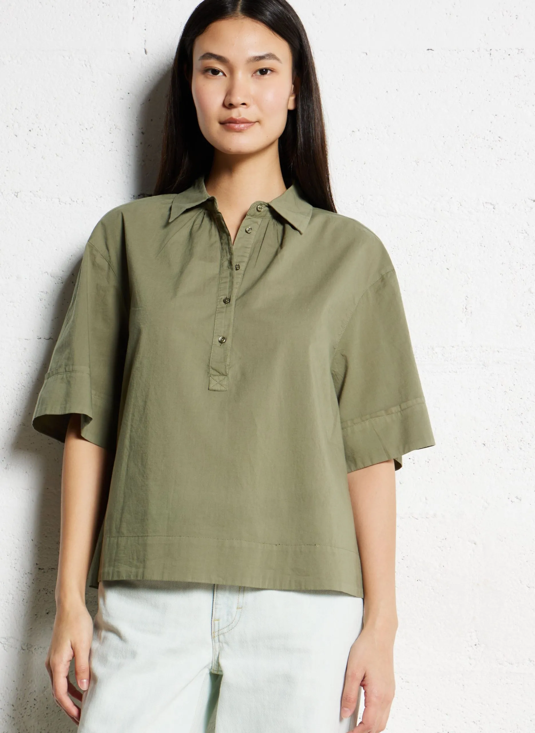 Chemise droite manches courtes Vert CHELSIA