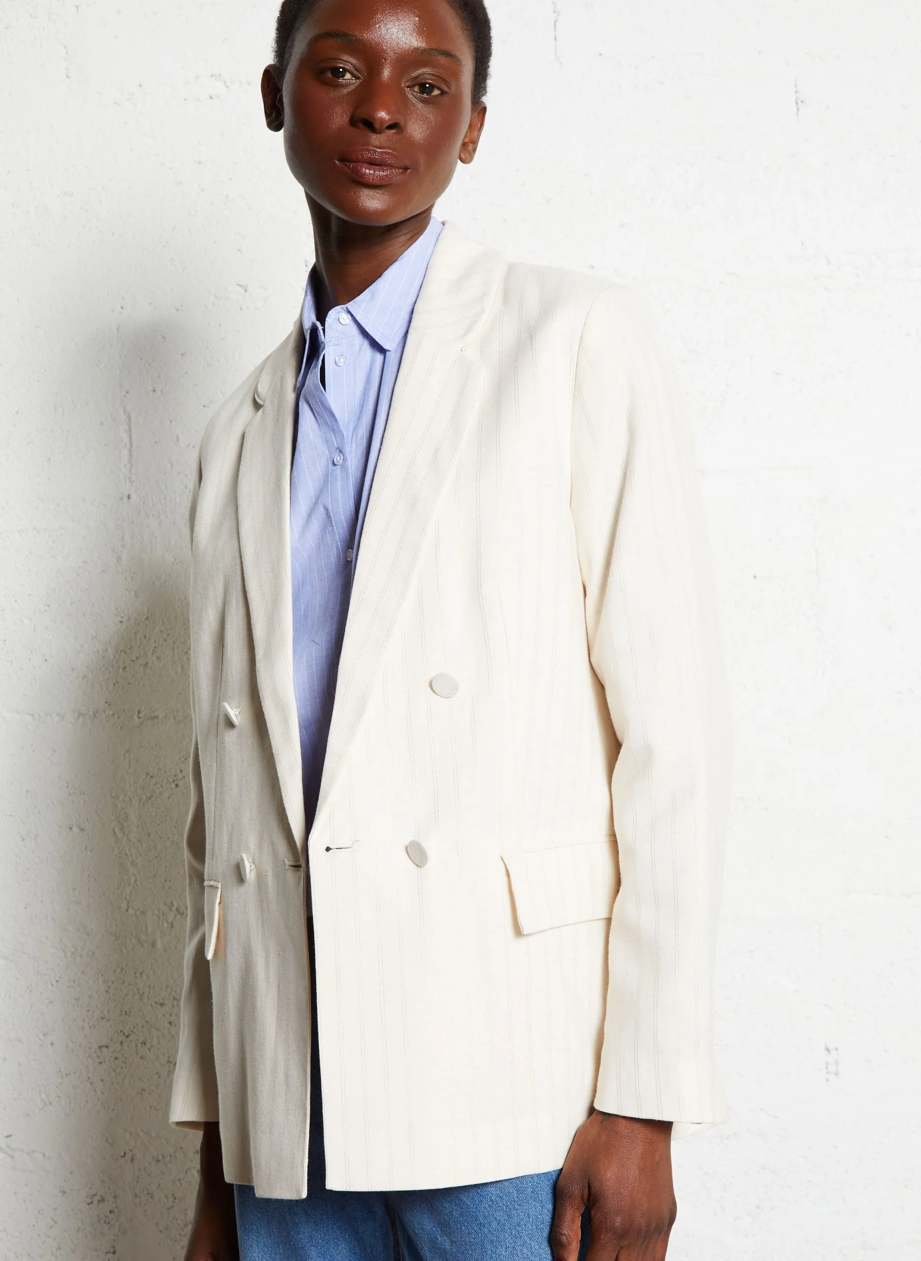 Veste de tailleur à rayures Blanc VELOUTE