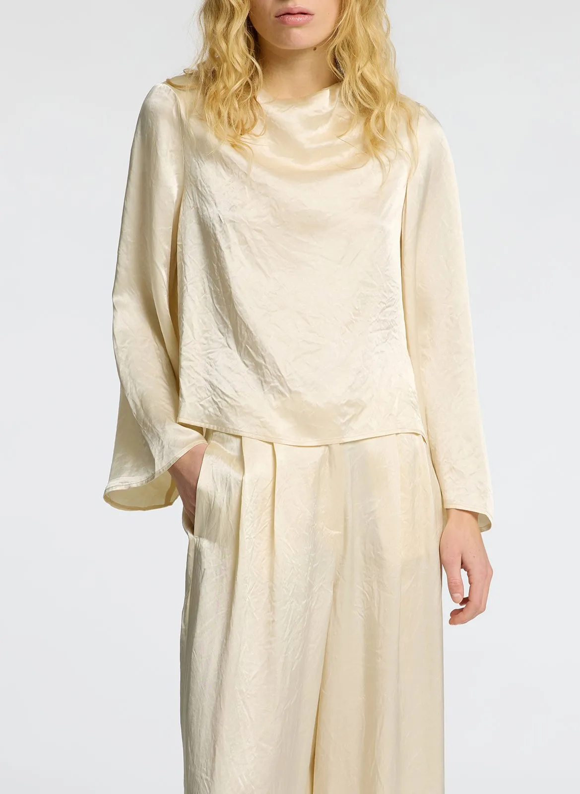 Top droit satiné Beige SELENE