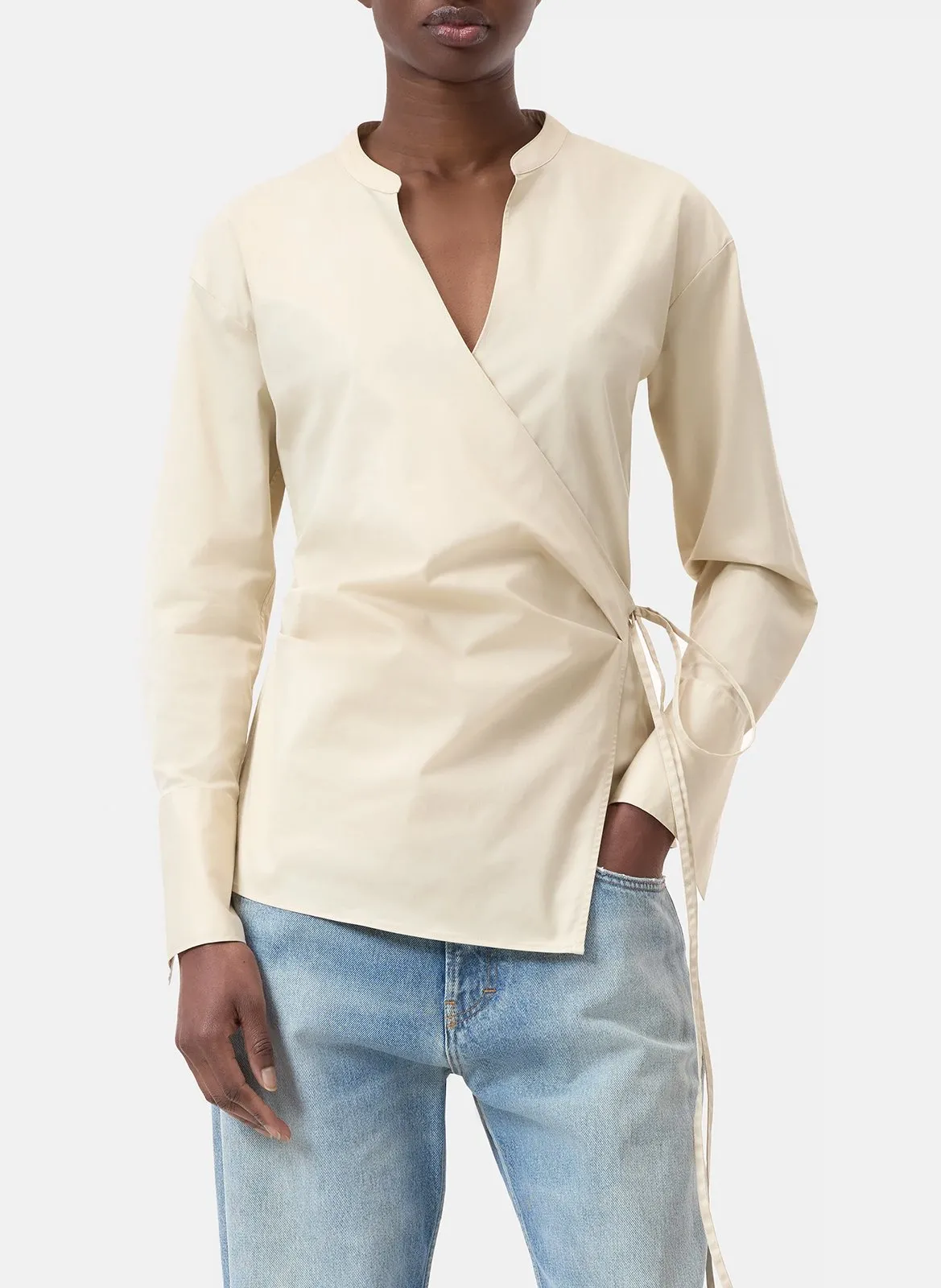 Blouse manches longues cintrée Beige