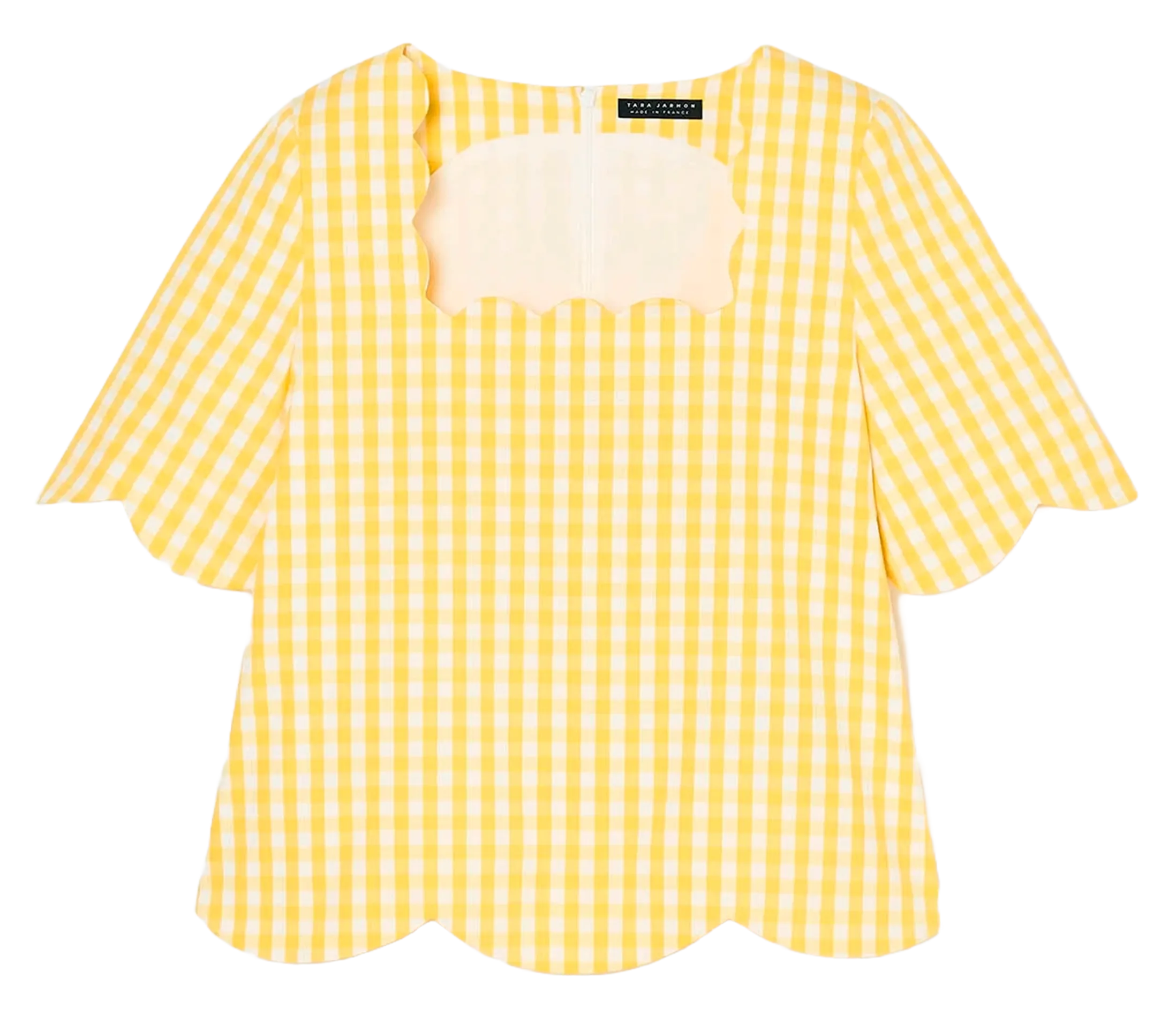 Top col carré en coton mélangé Jaune TIMOTHEE