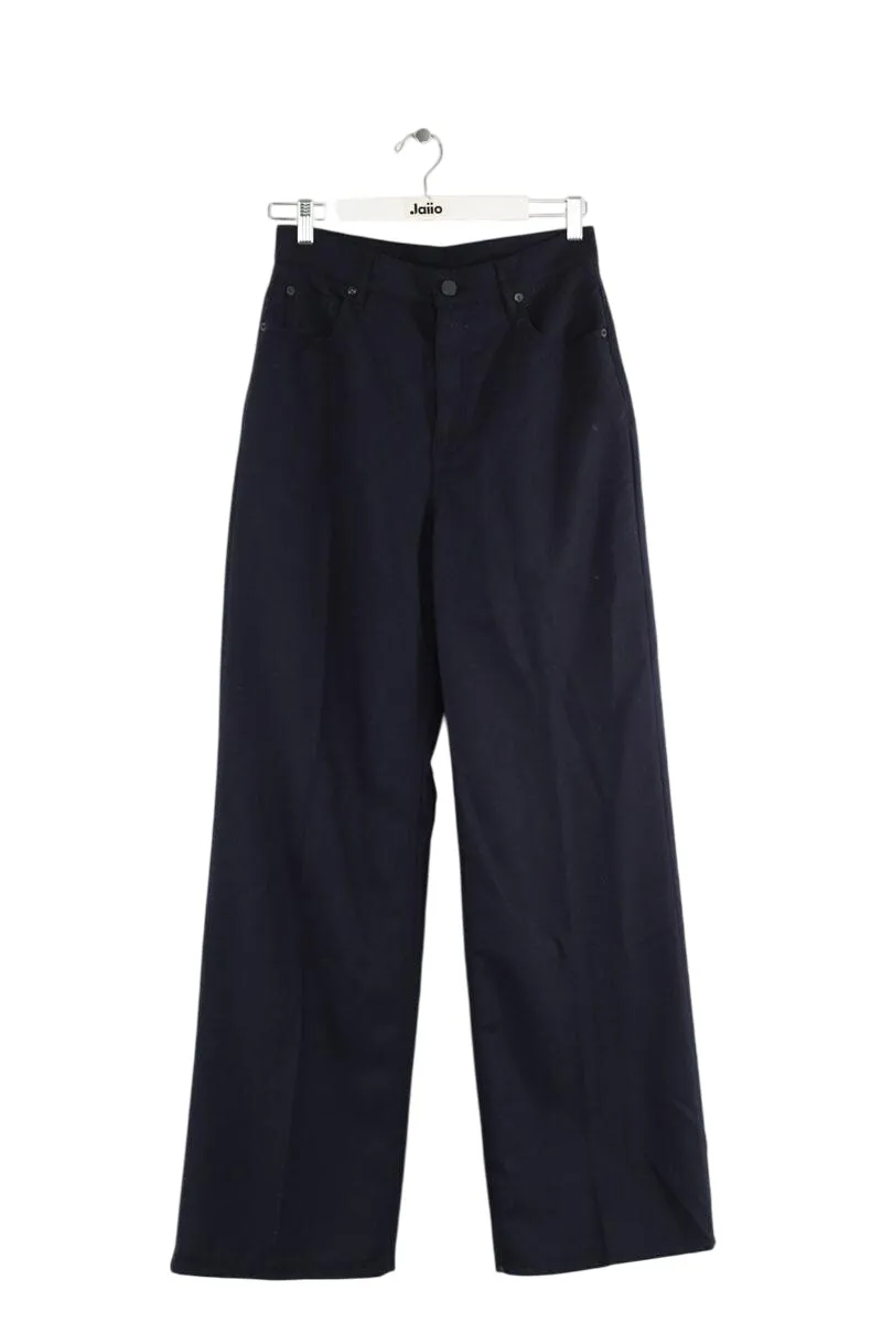 Pantalon large en laine Bleu