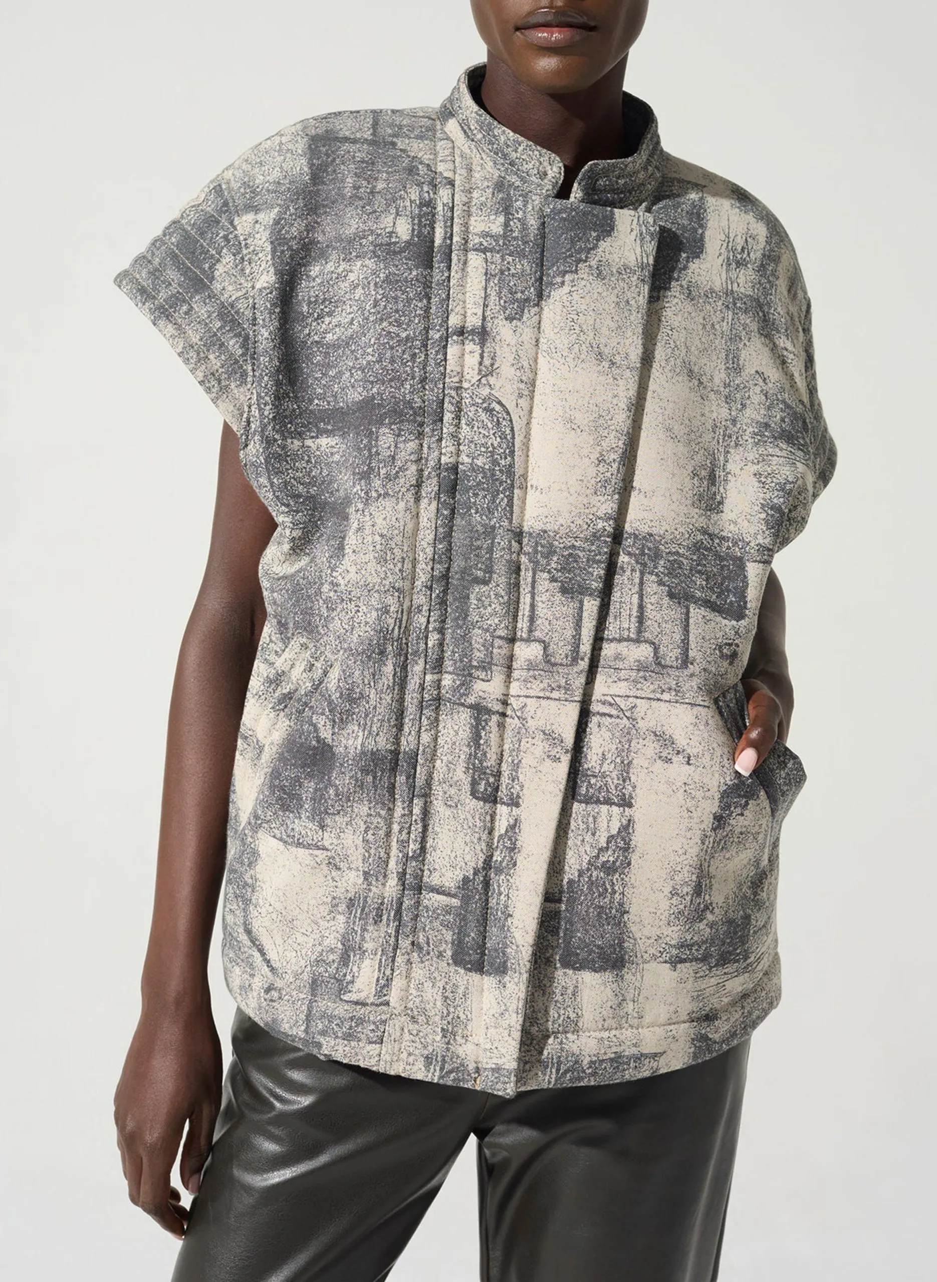 Veste droite imprimée Noir