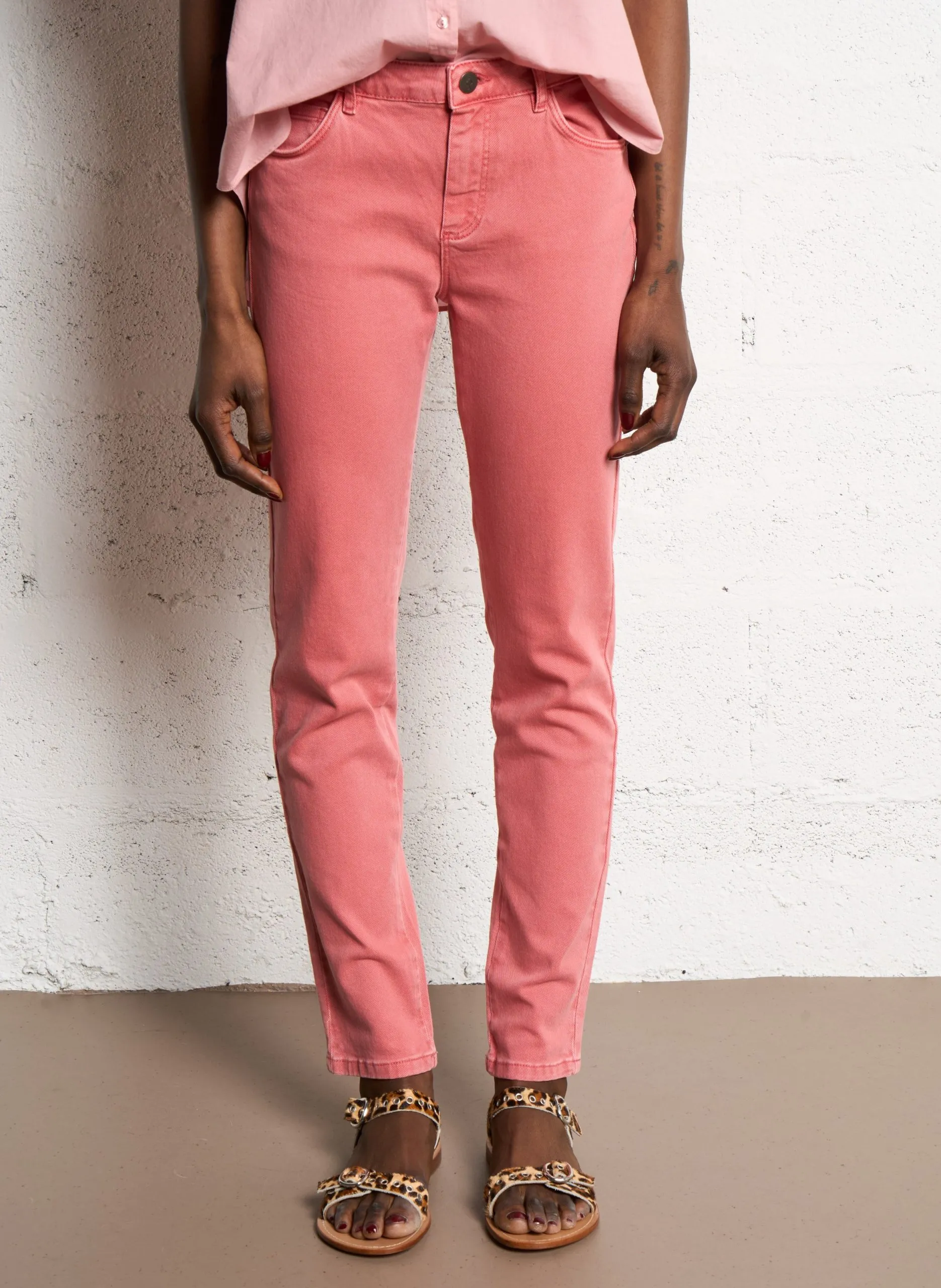 Jean slim en coton mélangé Rouge LE MONICA