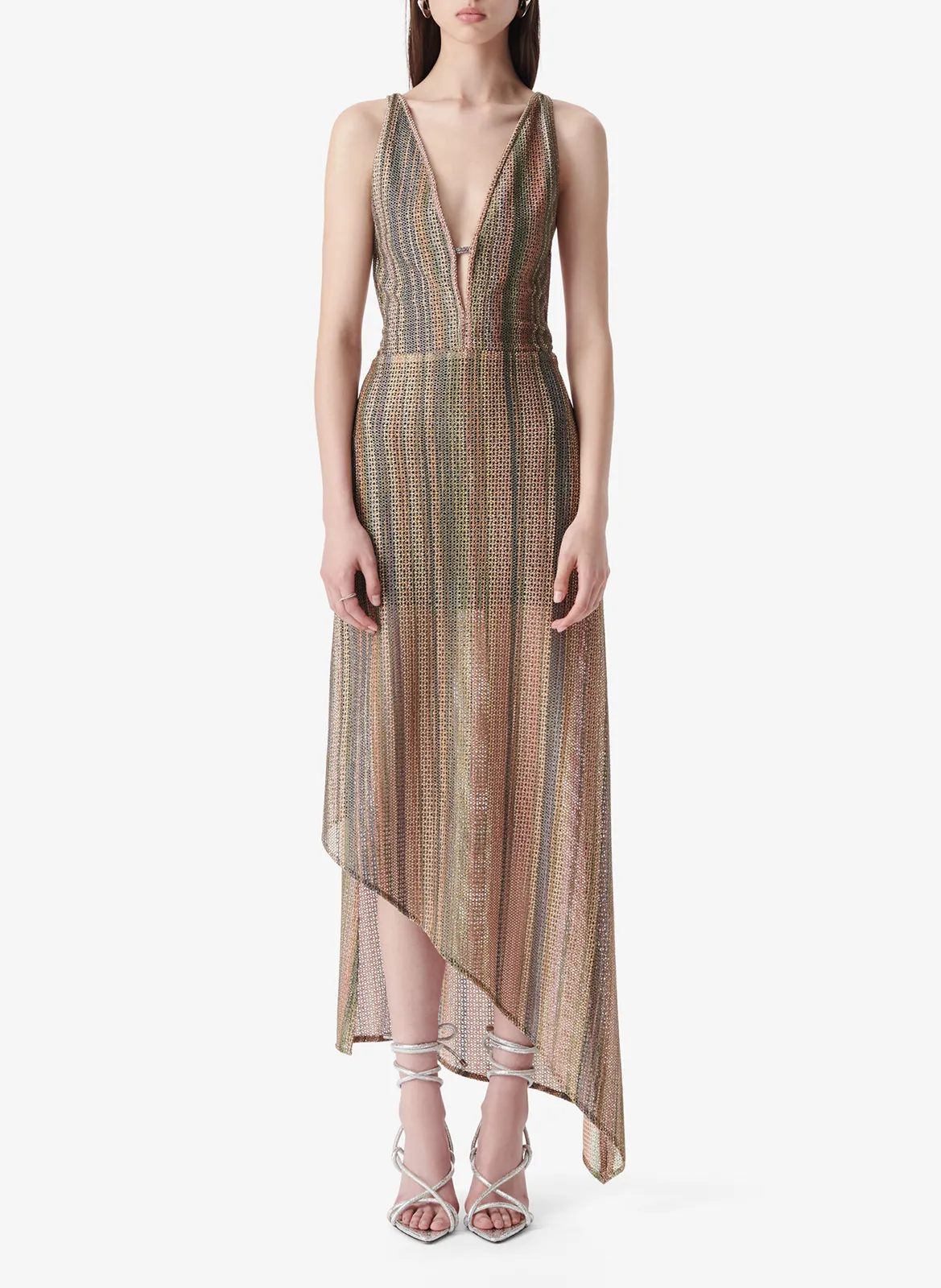 Robe longue col v métallisée Multicolore EMMAN