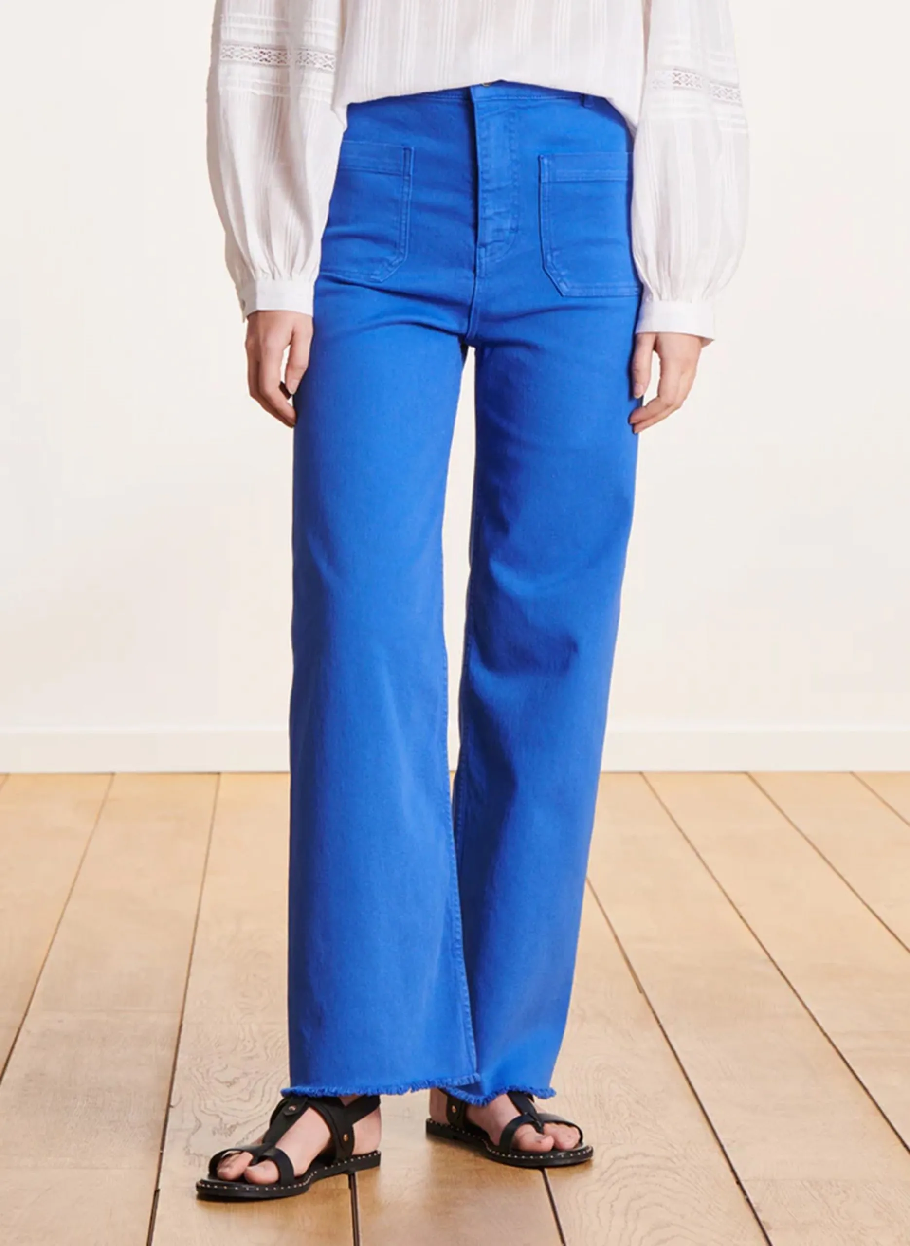 Jean boot-cut taille haute en coton bio Bleu