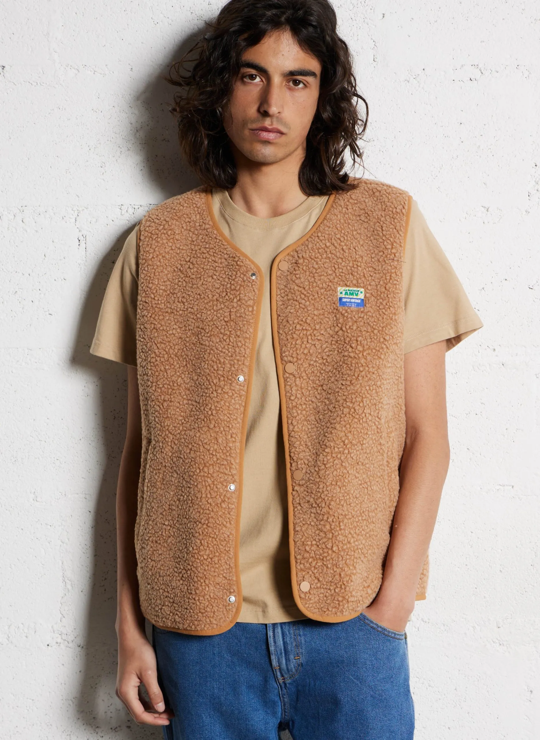 Veste col rond en sherpa Marron HOKTOWN