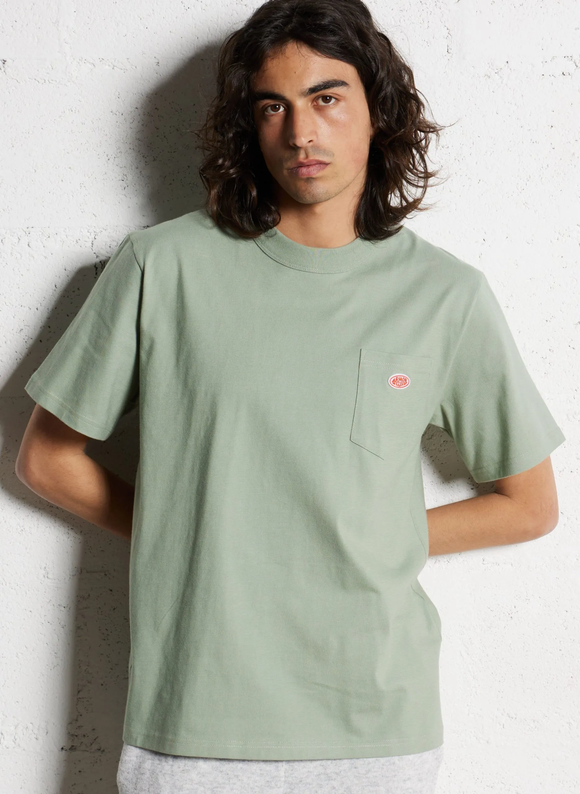 Tee-shirt côtelé à bords-côtes en coton bio Kaki HERITAGE