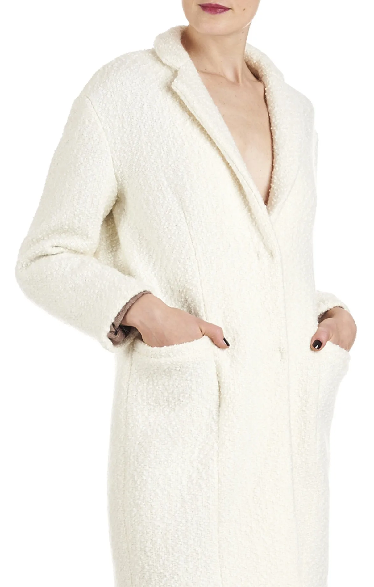 Manteau droit en laine Onse Blanc