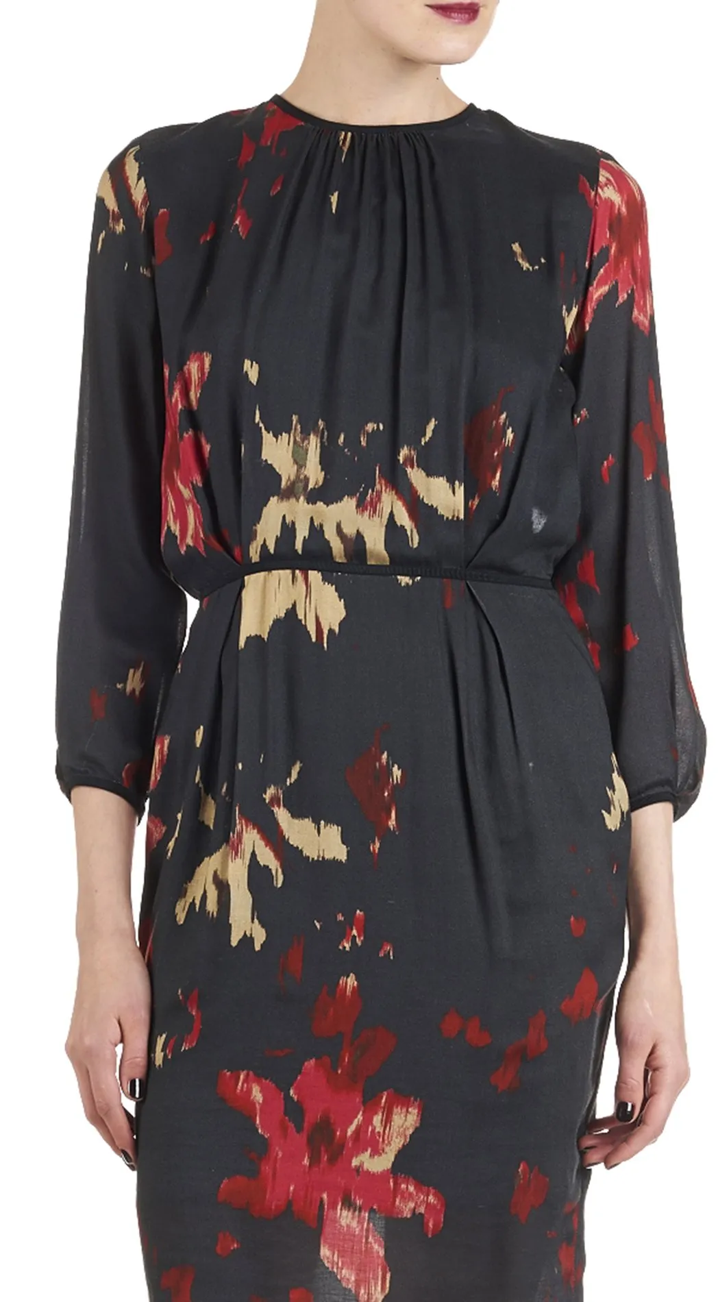 Robe fendue dos imprimée Nadra Noir