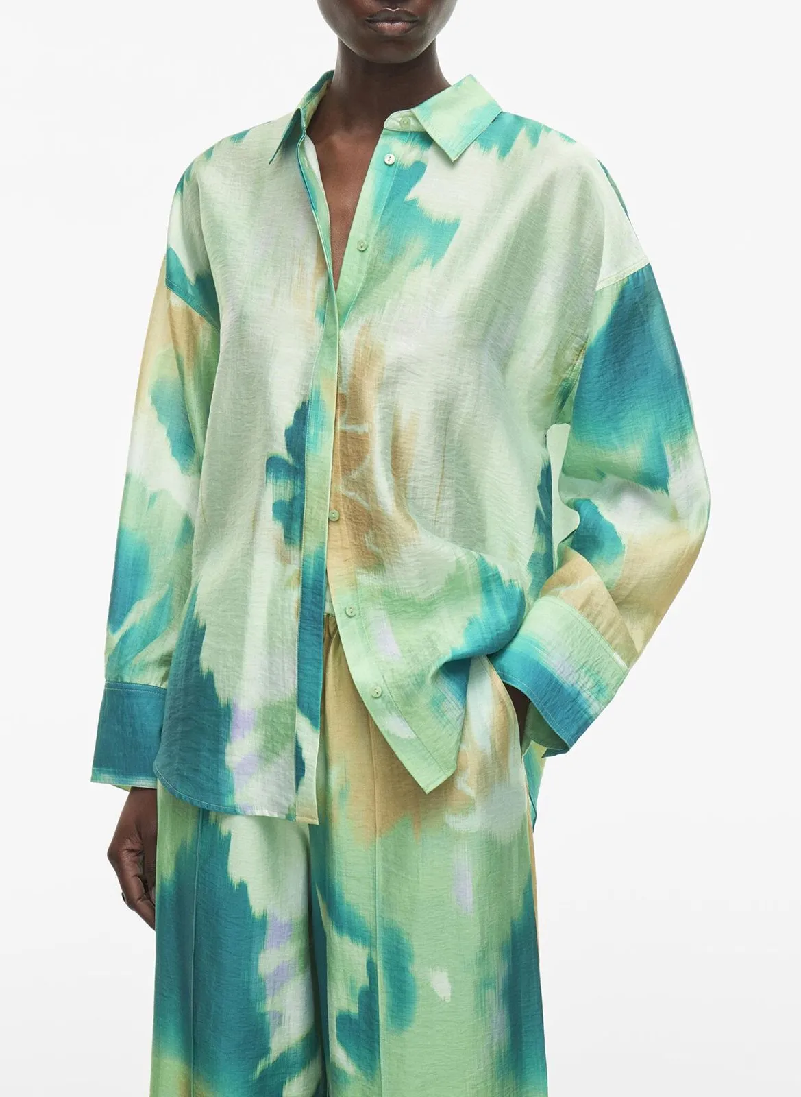 Chemise droite imprimée Vert