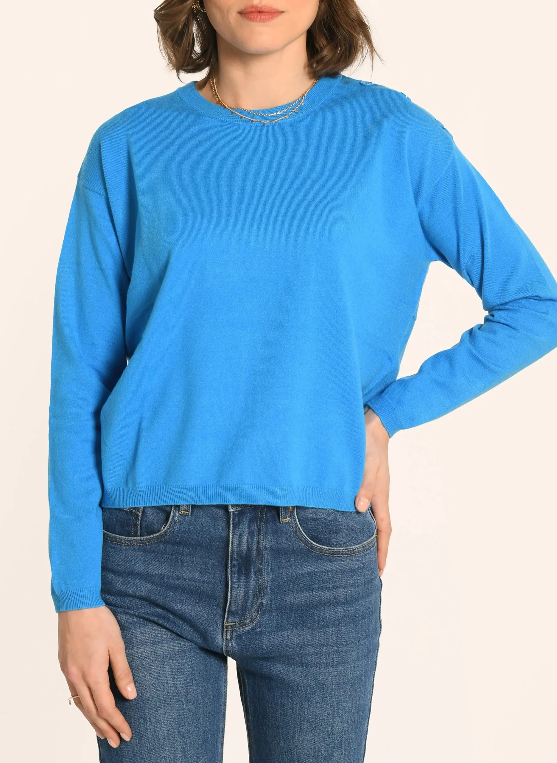 Pull oversize en maille Bleu AMELINA