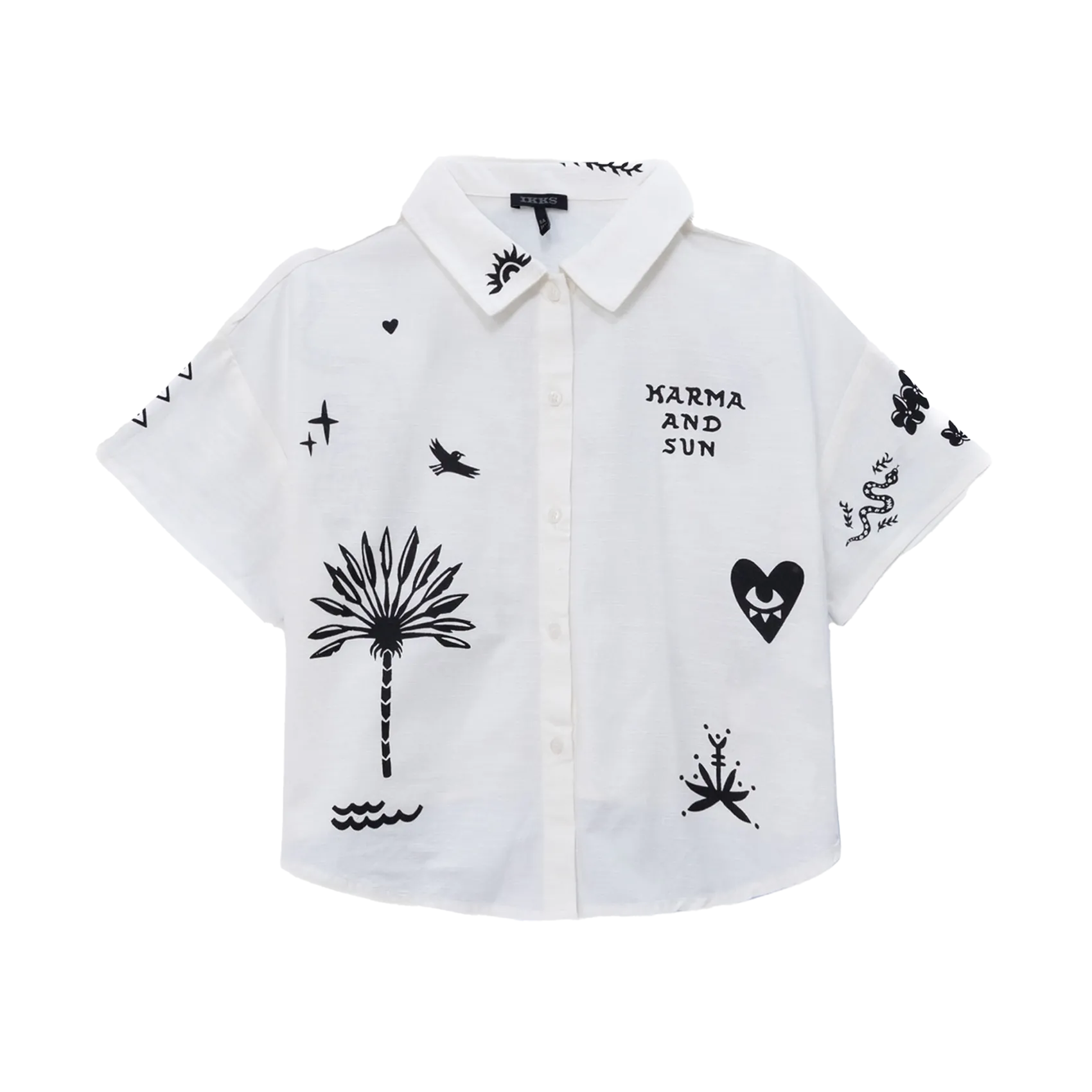 Chemise droite en coton mélangé imprimé Blanc