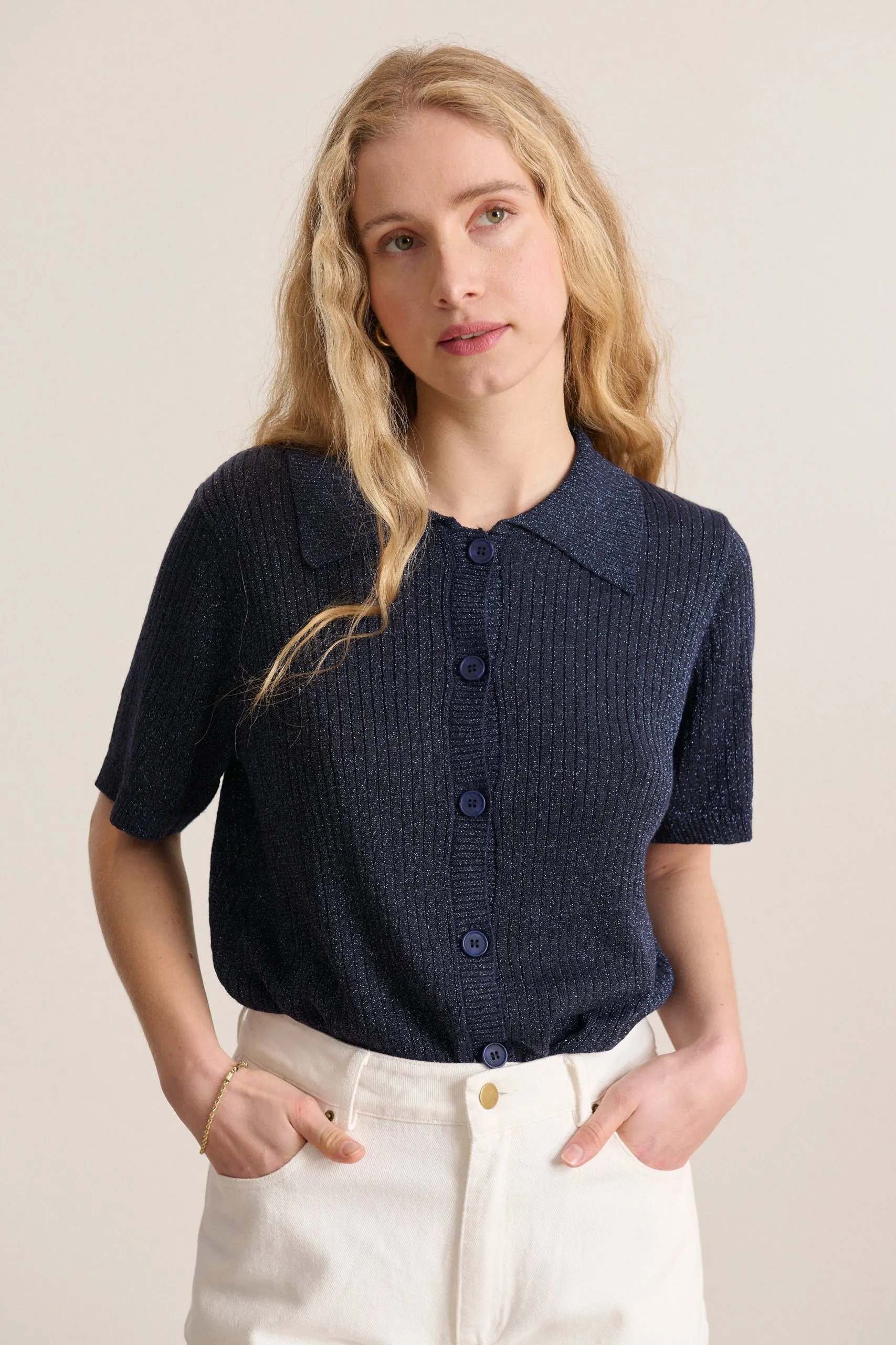 Polo en maille Bleu SILAS